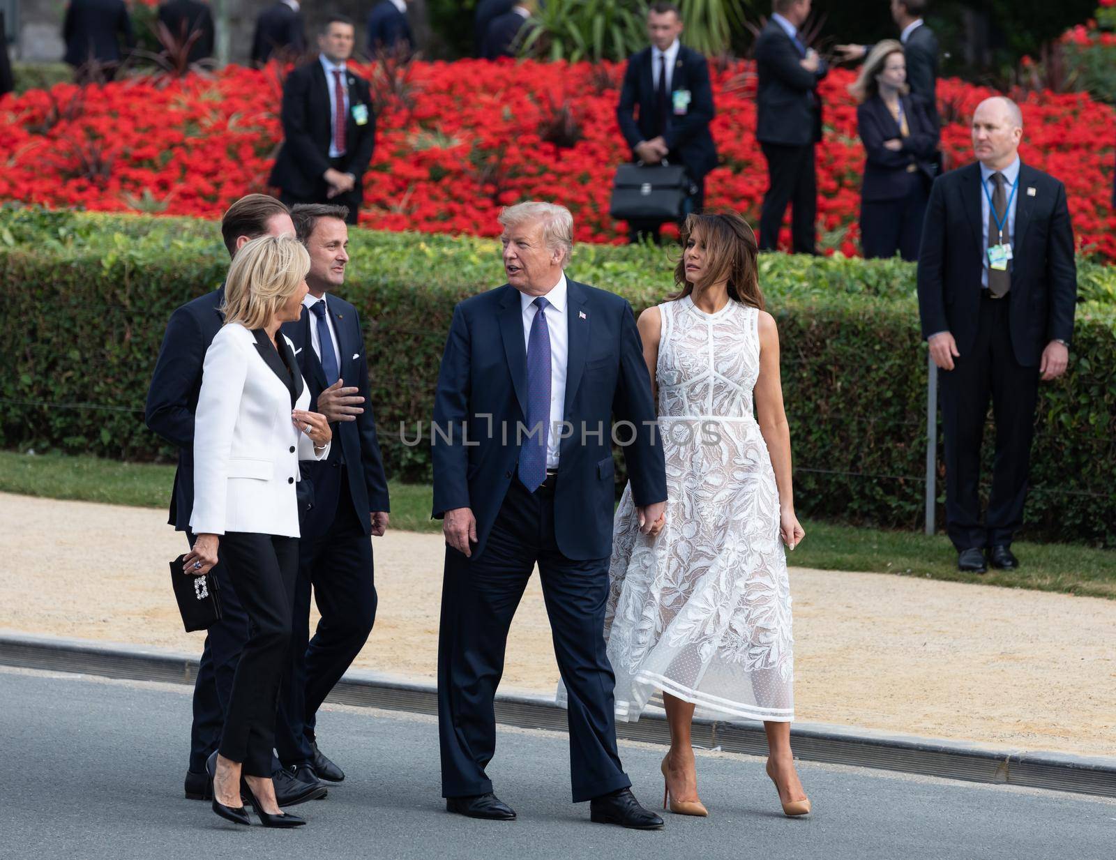 BRUSSELS, BELGIUM - Jul 11, 2018: US President Donald Trump and the First Lady of the United States Melania Trump at the summit of the NATO military alliance