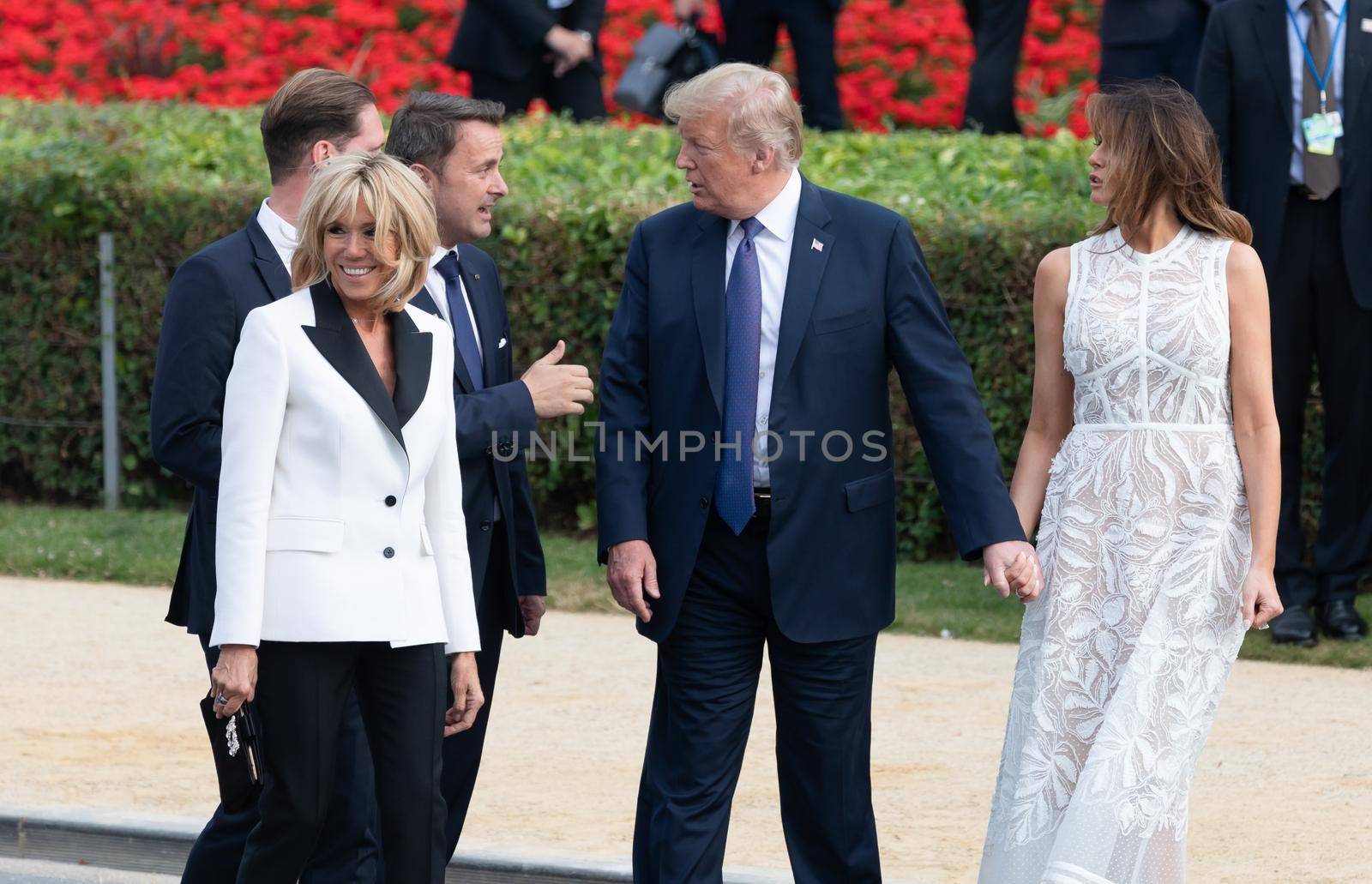 BRUSSELS, BELGIUM - Jul 11, 2018: US President Donald Trump and the First Lady of the United States Melania Trump at the summit of the NATO military alliance