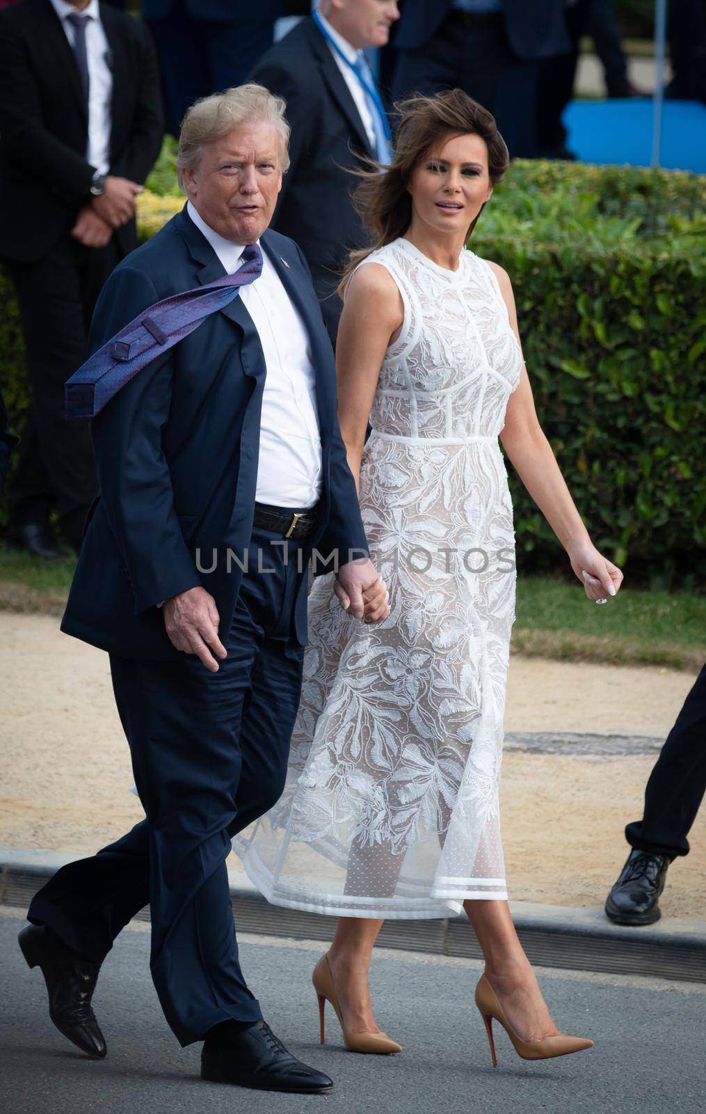 BRUSSELS, BELGIUM - Jul 11, 2018: US President Donald Trump and the First Lady of the United States Melania Trump at the summit of the NATO military alliance