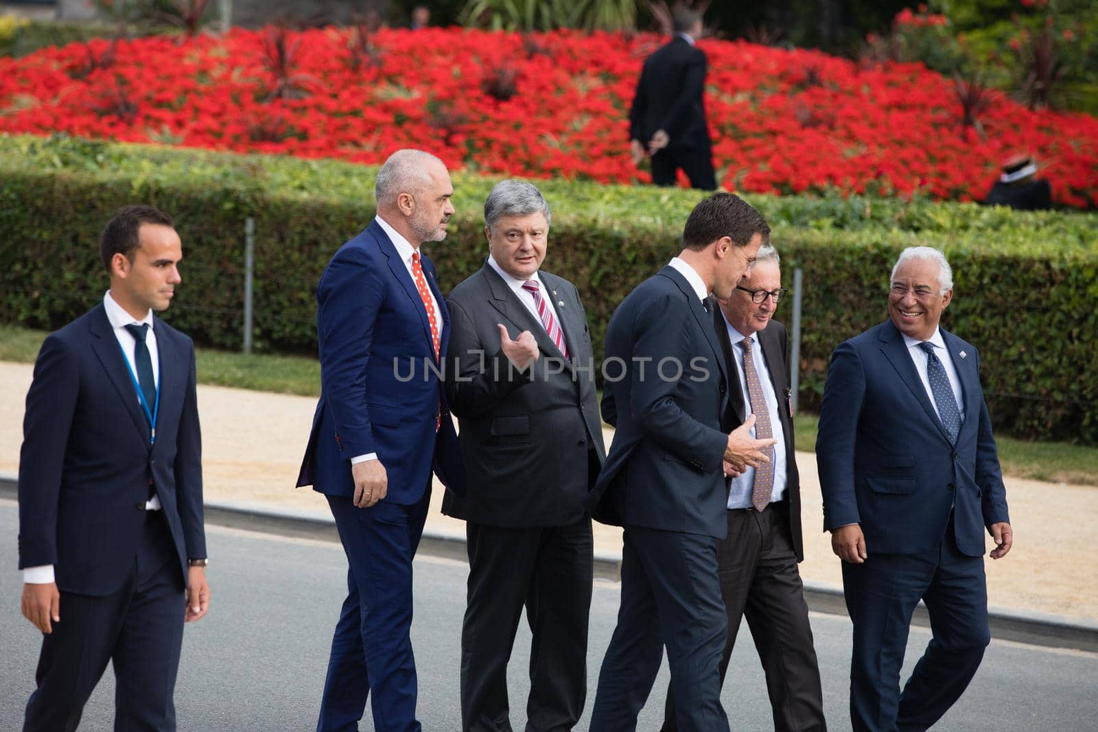BRUSSELS, BELGIUM - Jul 12, 2018: Ukrainian President Petro Poroshenko and the leaders of states during NATO military alliance summit in Brussels