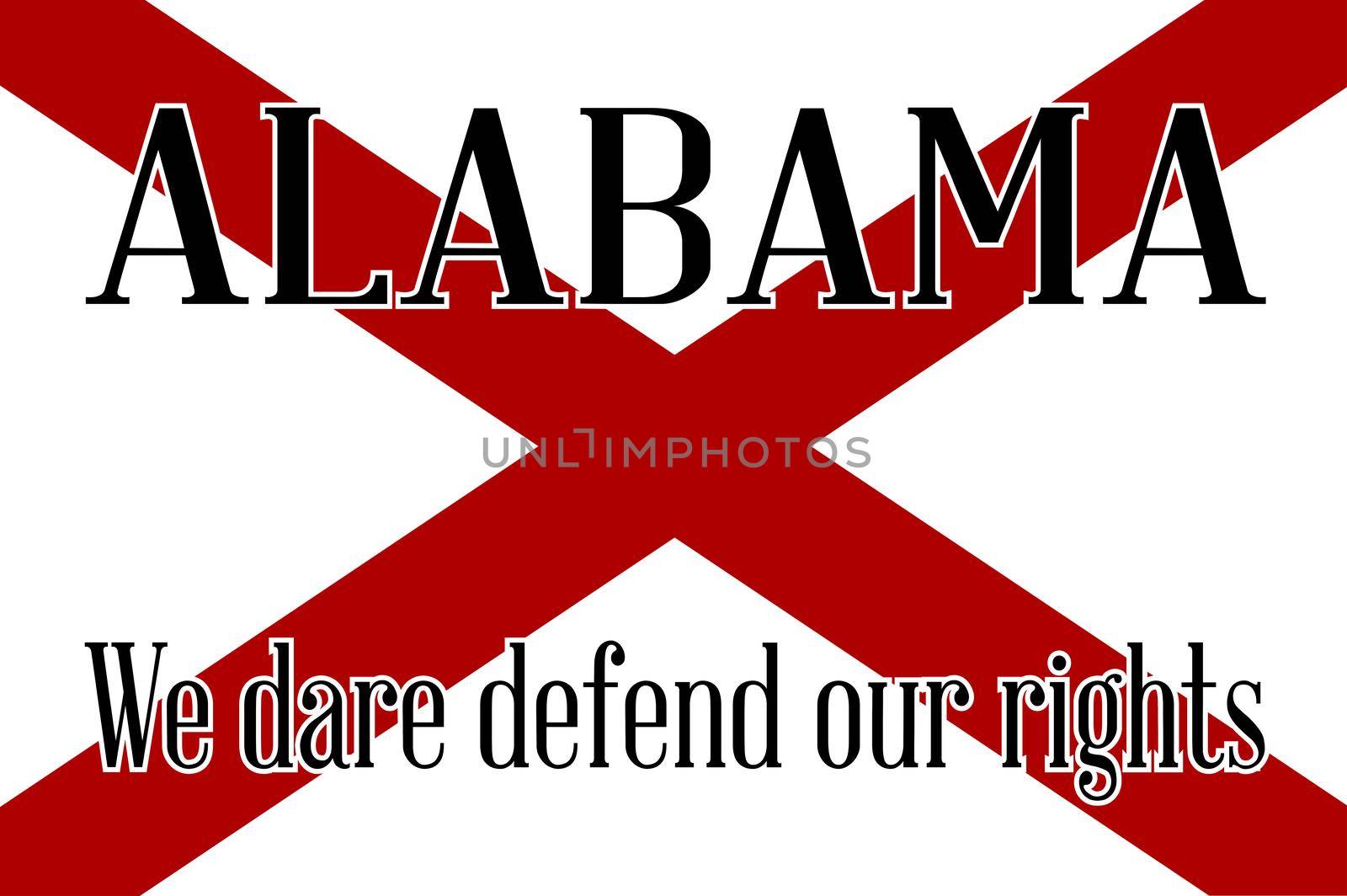 The flag of the United States stae Alabama