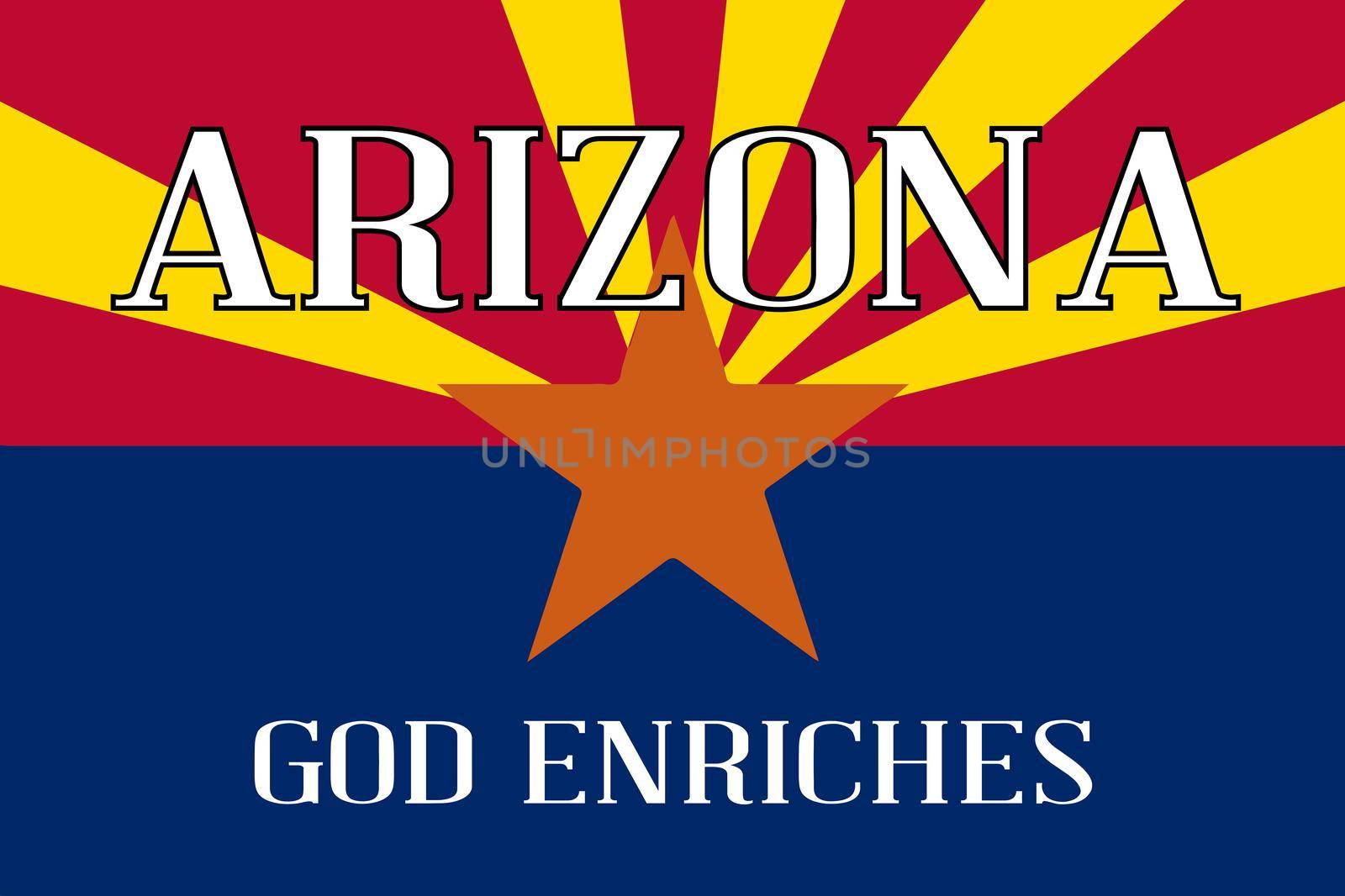 The state flag of the State of Arizona with motto