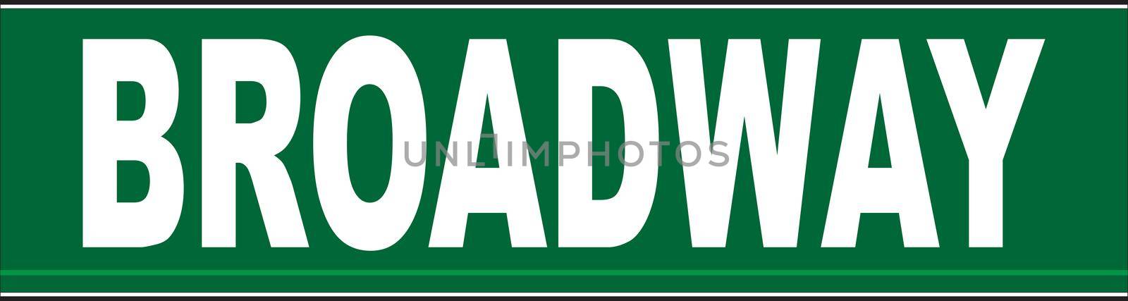 A typical Broadway Street, name plaque isolated on a white background