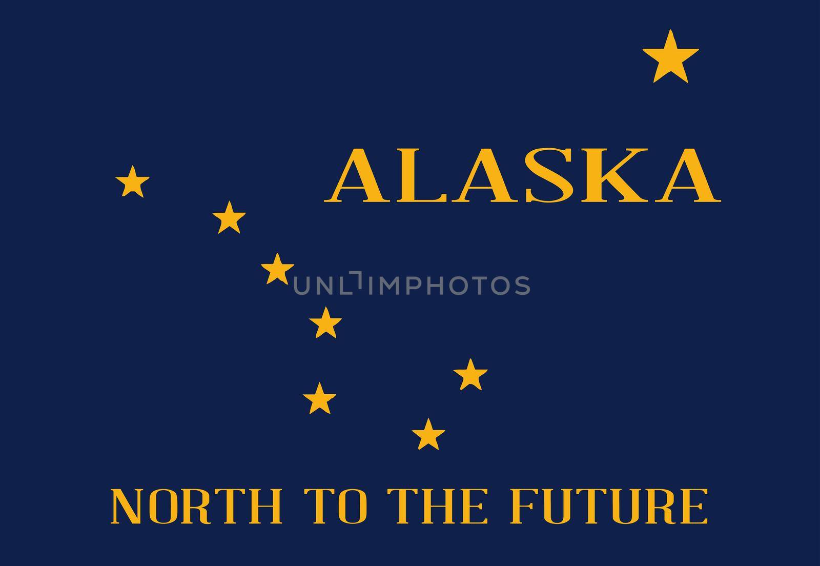 The flag of the state of Alaska with the state motto