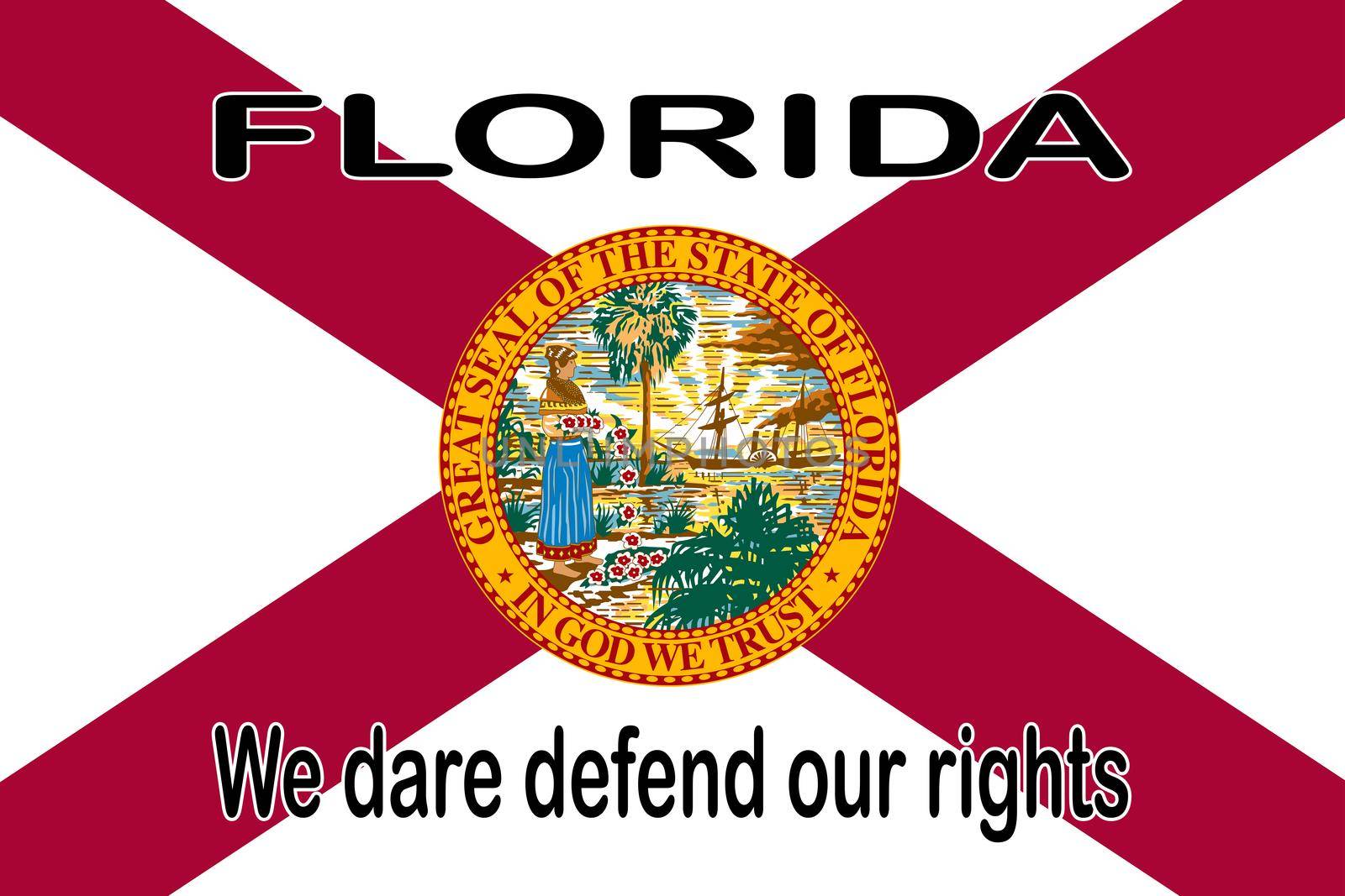 The flag of the USA state of Florida with motto We dare defend our rights