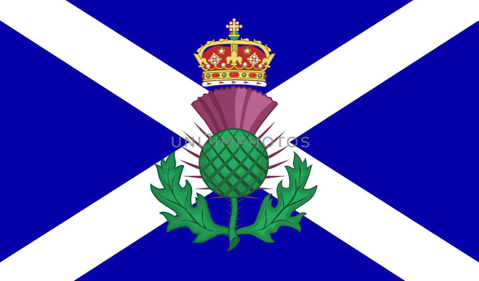Traditional Style Thistle On The Scottish Flag by Bigalbaloo