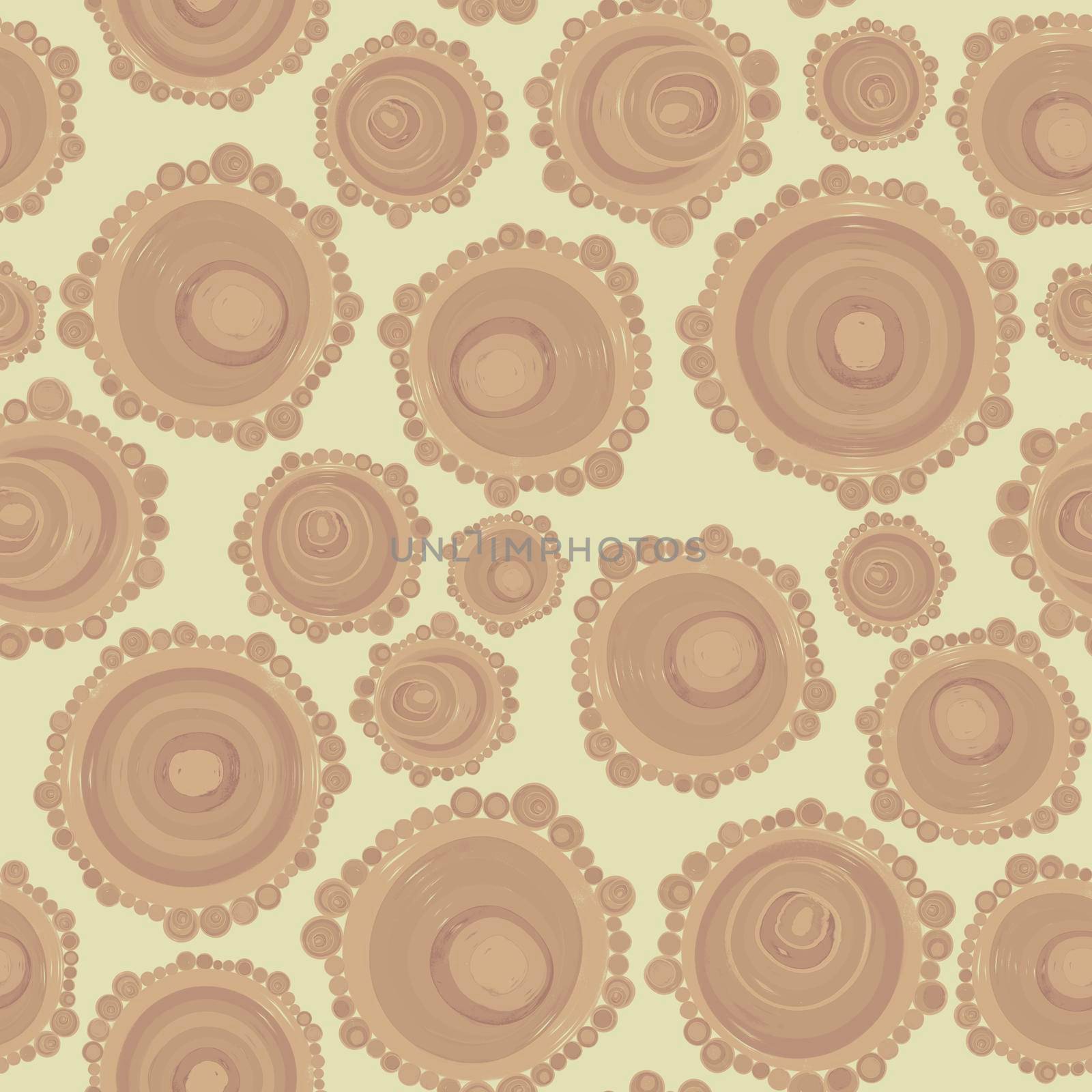 Geometric seamless pattern,texture with perfectly contacting nested circles with different size colors.Repeating pattern with circles filled with dots.For textile,wrapping paper,banner.Pastel shades by Angelsmoon