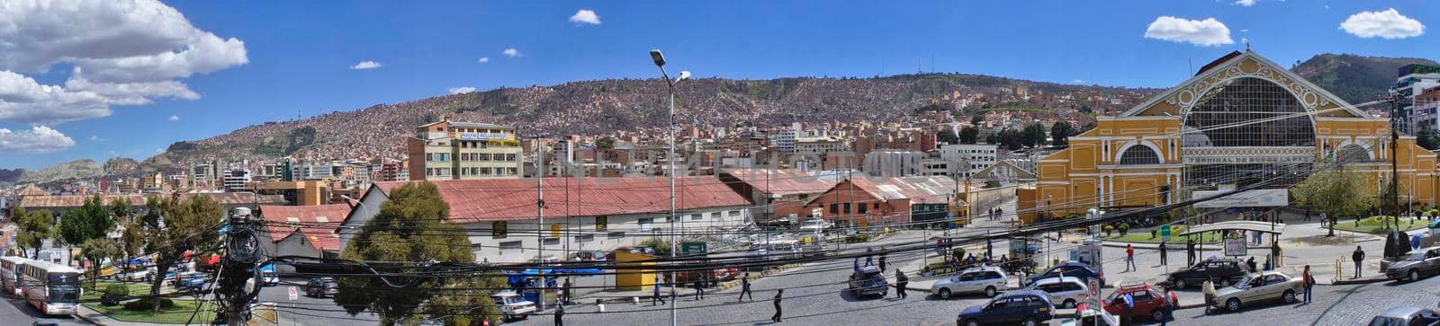 La Paz, View of brick houses hills, Bolivia, South America by giannakisphoto