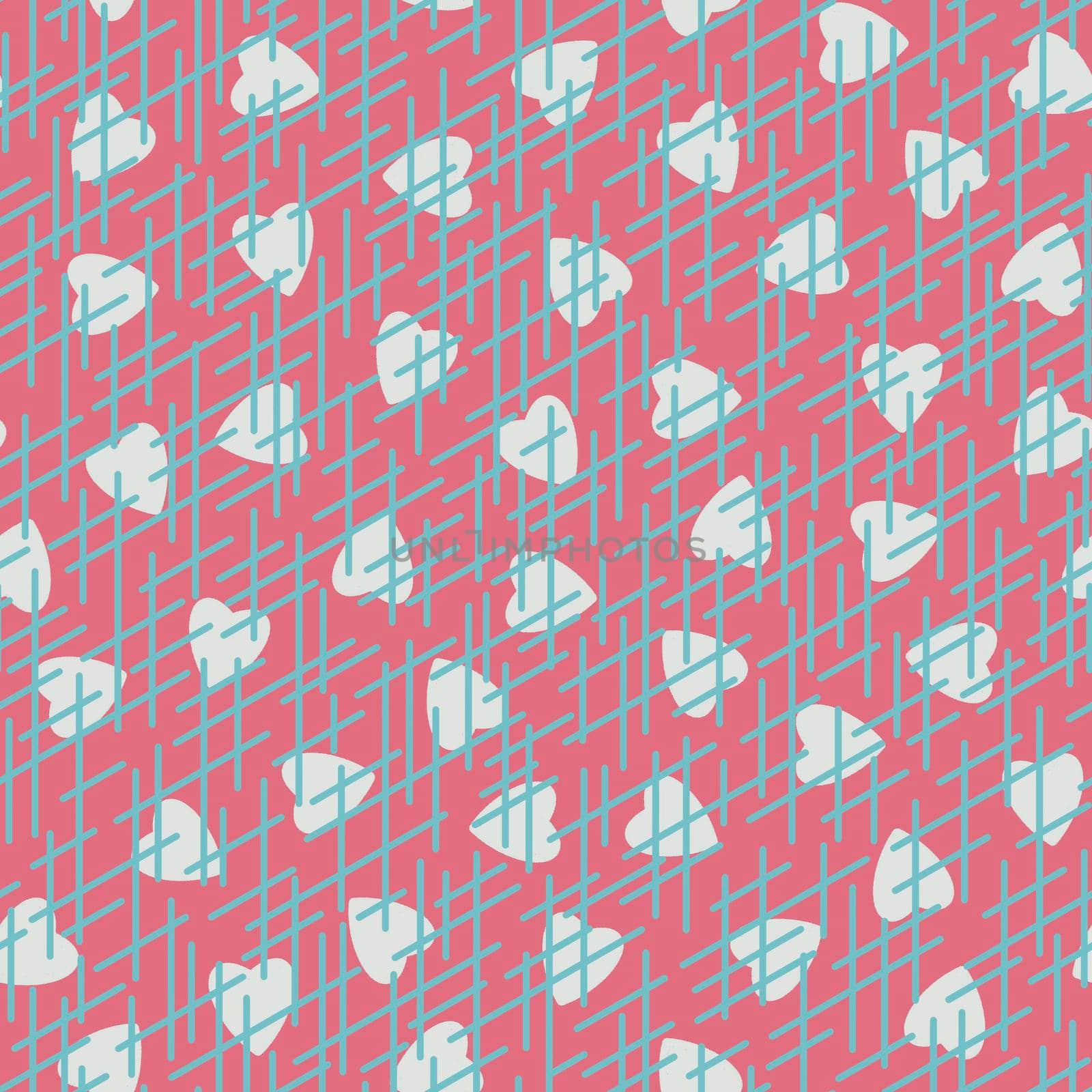 Randomly crossing lines making pattern.Chaotic short lines seamless pattern,chips and sticks modern repeatable motif.Good for print, textile,fabric, background, wrapping paper.Pink azure white colors by Angelsmoon