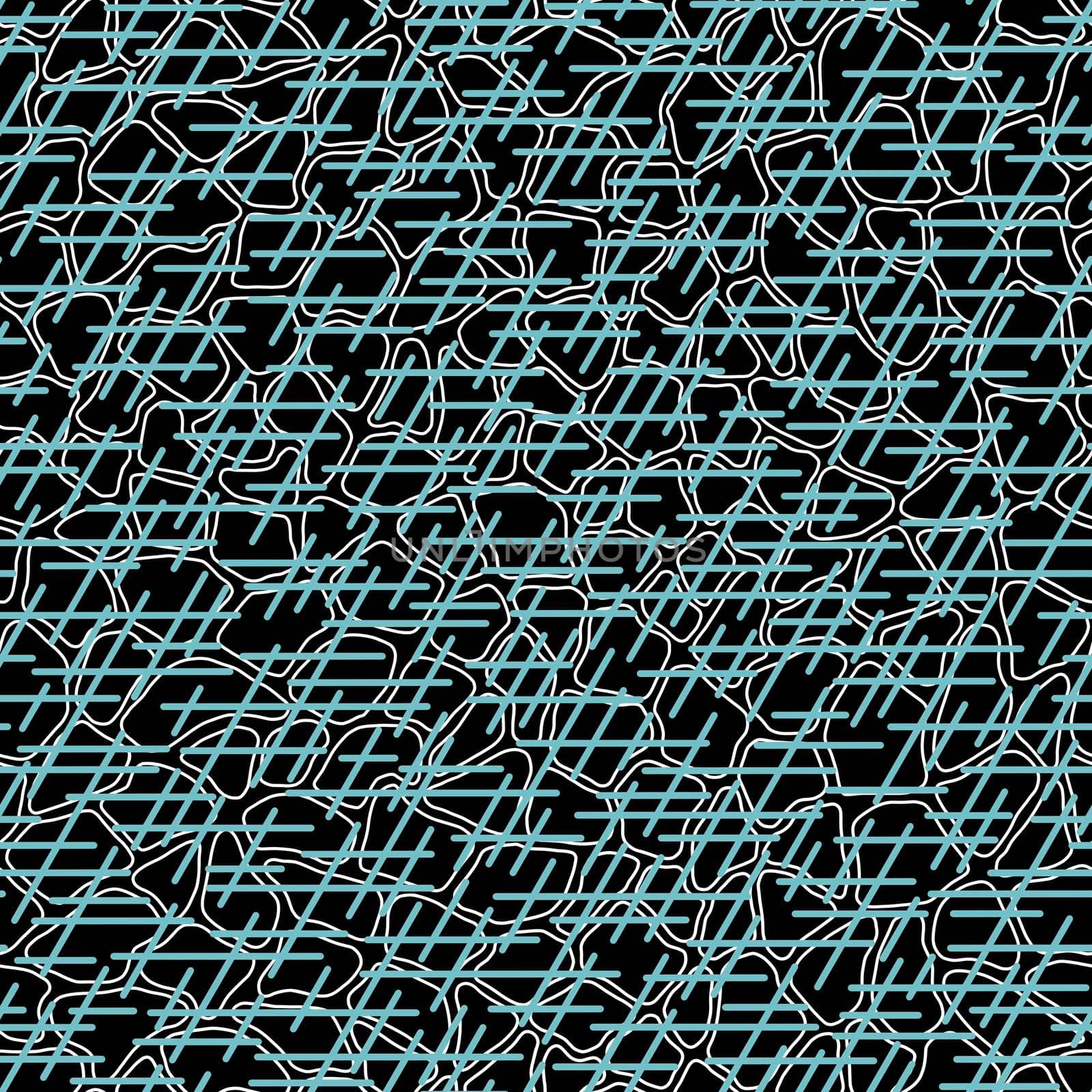 Randomly crossing lines making pattern.Chaotic short lines seamless pattern,chips and sticks modern repeatable motif.Good for print, textile,fabric, background, wrapping paper.Black azure white colors by Angelsmoon