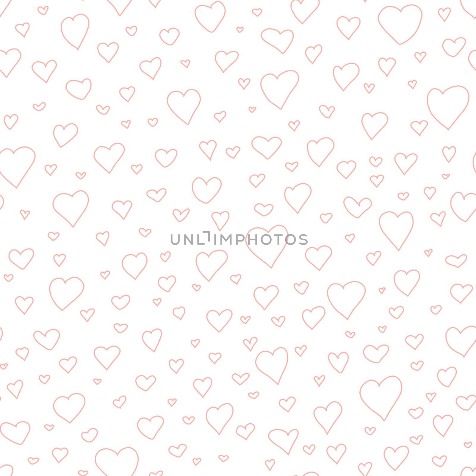 Valentine's day, Mother's Day hand drawn doodle seamless pattern. Marker drawn different heart shapes and silhouettes. Sweet love texture for postcards, wrapping paper, textiles and decorative prints. by Angelsmoon