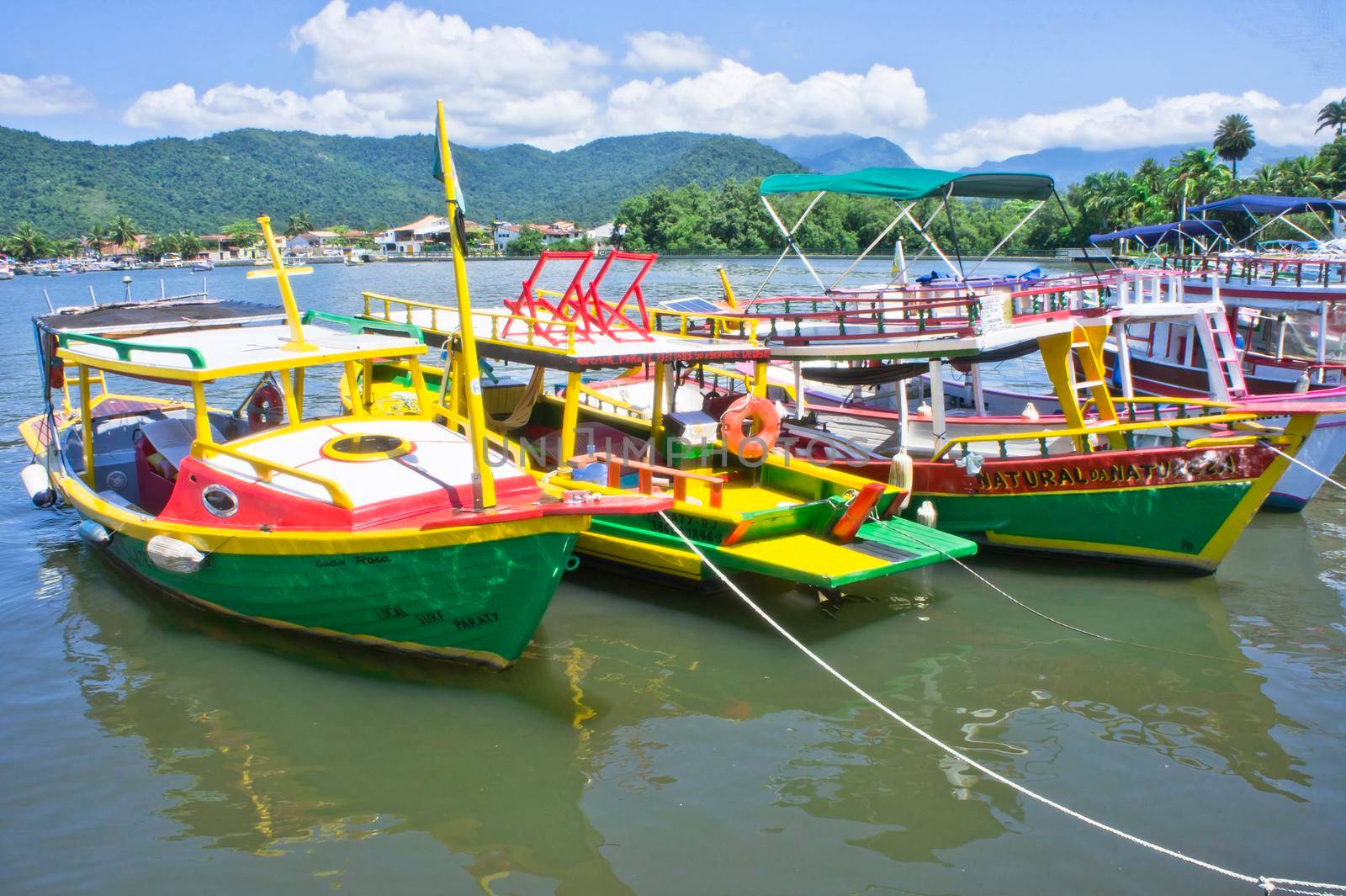 Paraty, Old city view with colorful boats, Brazil, South America