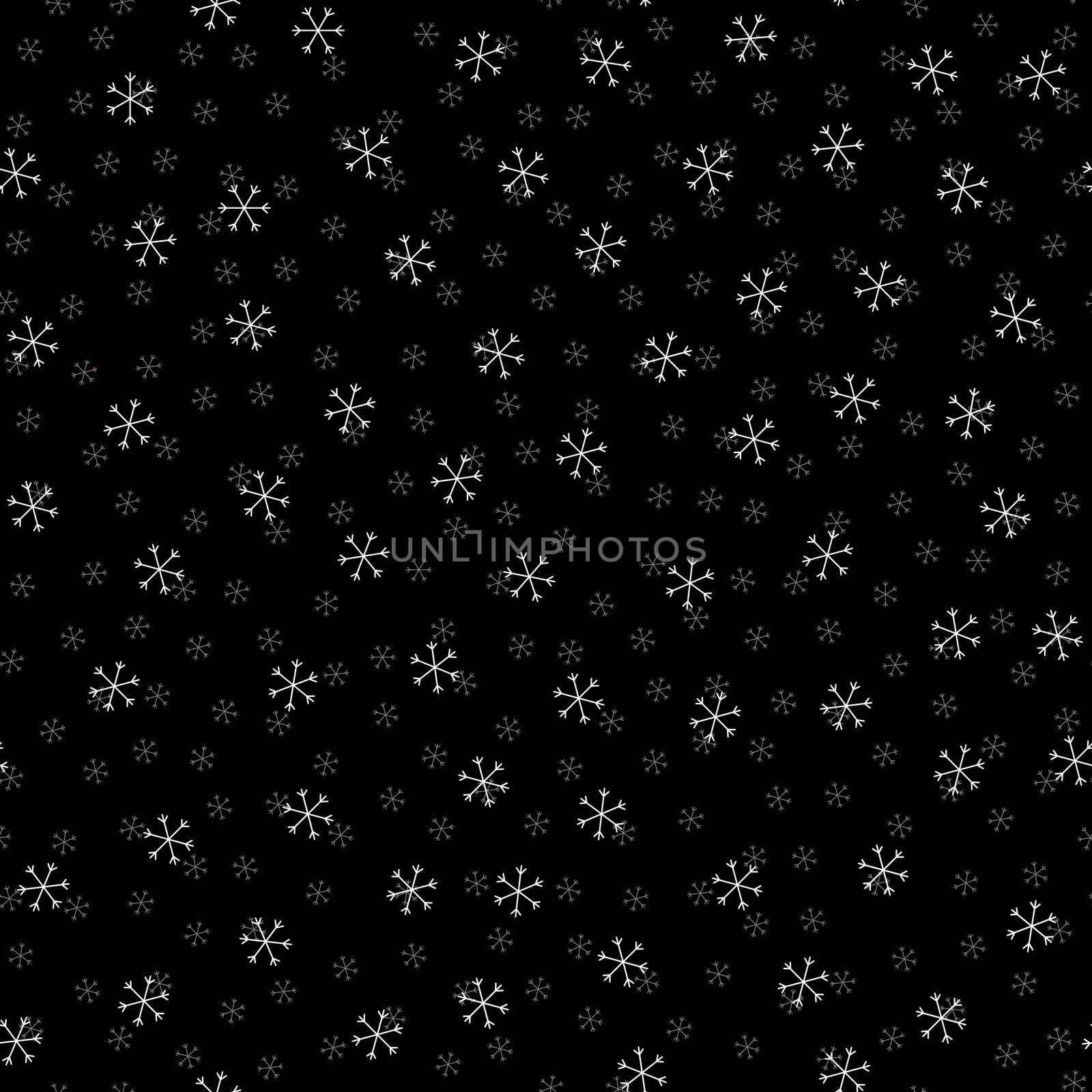 Seamless Christmas pattern doodle with hand random drawn snowflakes.Wrapping paper for presents, funny textile fabric print, design,decor, food wrap, backgrounds. new year.Raster copy.Black, white by Angelsmoon