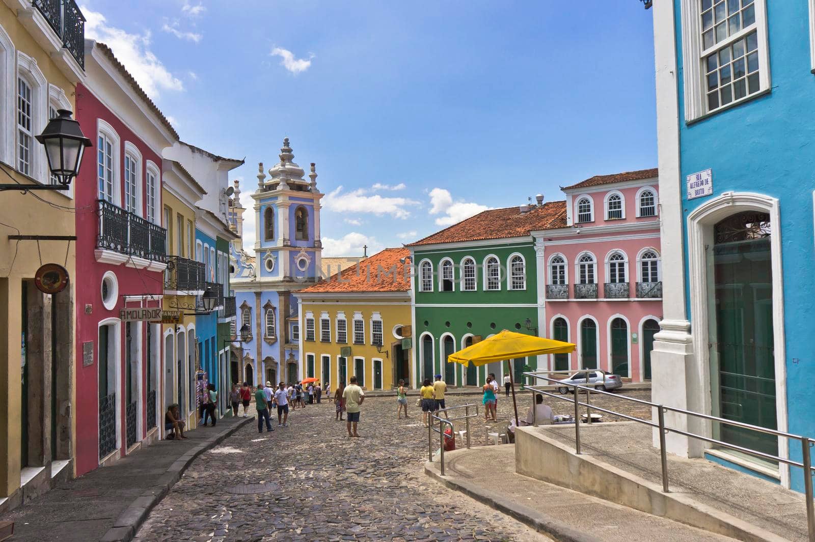 Salvador de Bahia, Pelourinho view with colorful buildings, Brazil, South America