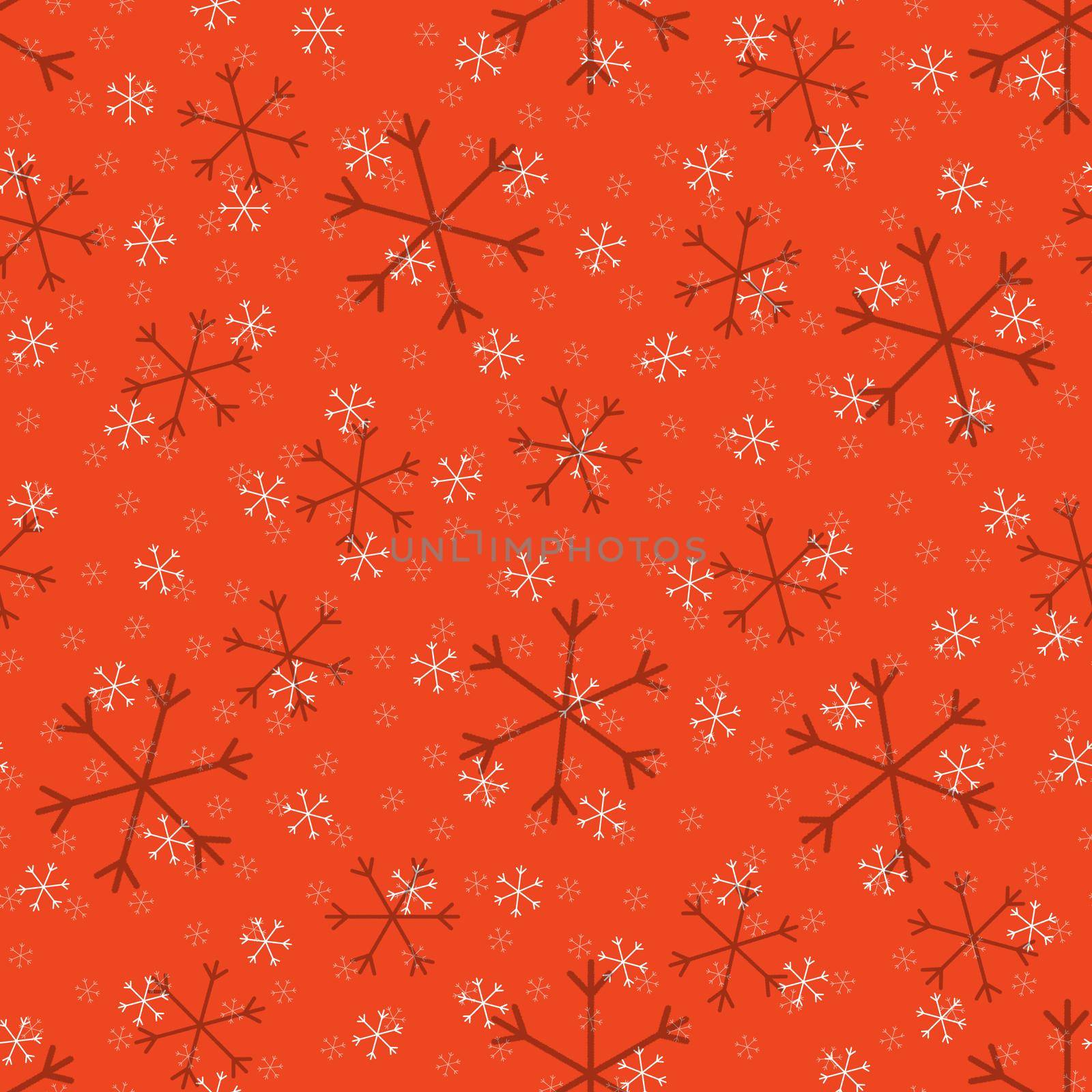 Seamless Christmas pattern doodle with hand random drawn snowflakes.Wrapping paper for presents, funny textile fabric print, design, decor, food wrap, backgrounds. new year.Raster copy.Coral