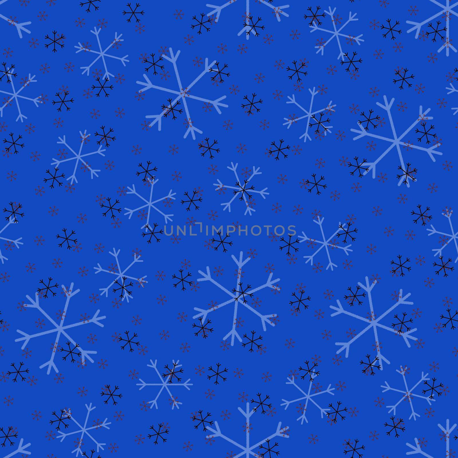 Seamless Christmas pattern doodle with hand random drawn snowflakes.Wrapping paper for presents, funny textile fabric print, design, decor, food wrap, backgrounds. new year.Raster copy.Cyan black