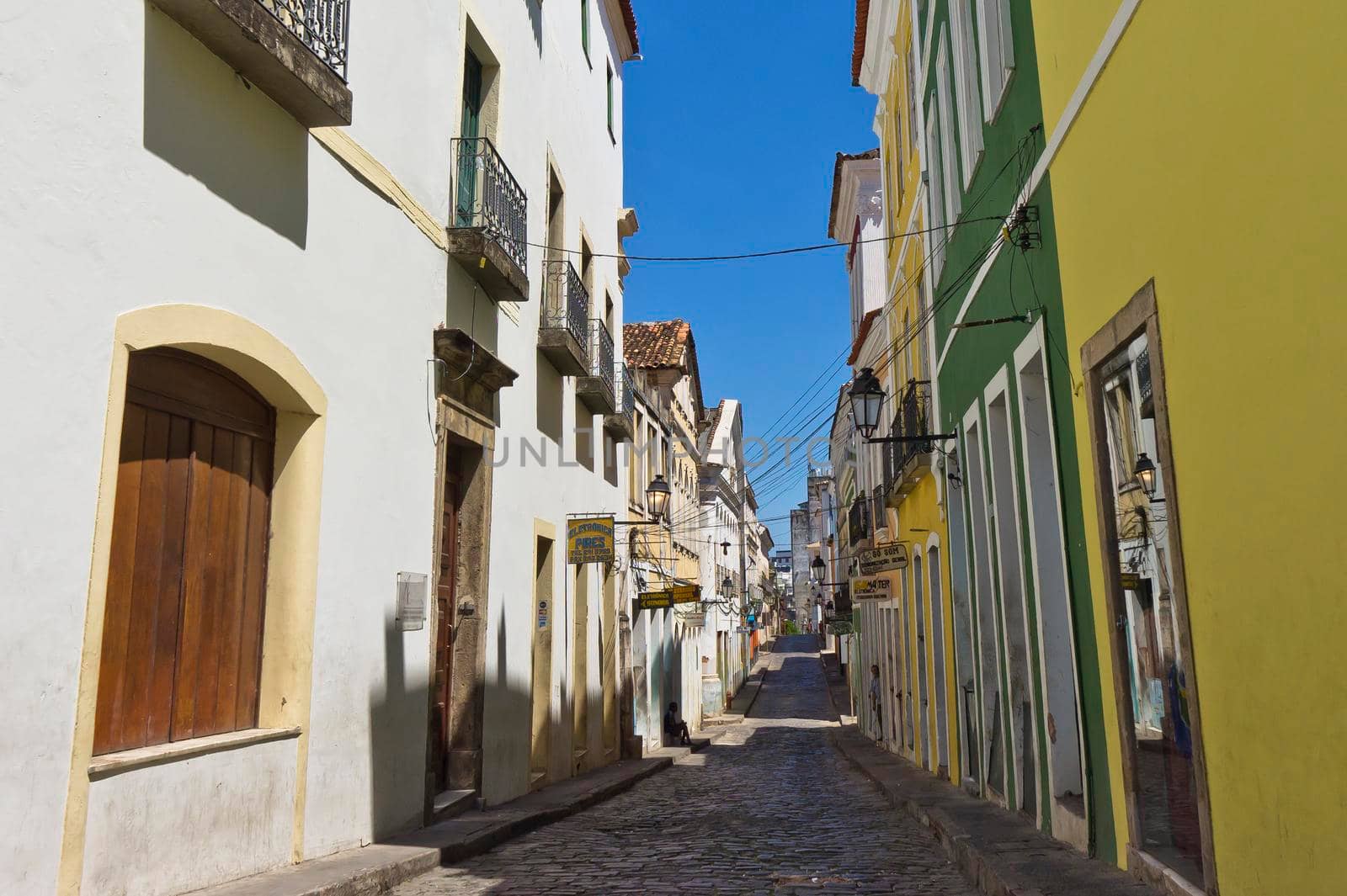 Salvador de Bahia, Pelourinho view with colorful buildings, Brazil, South America