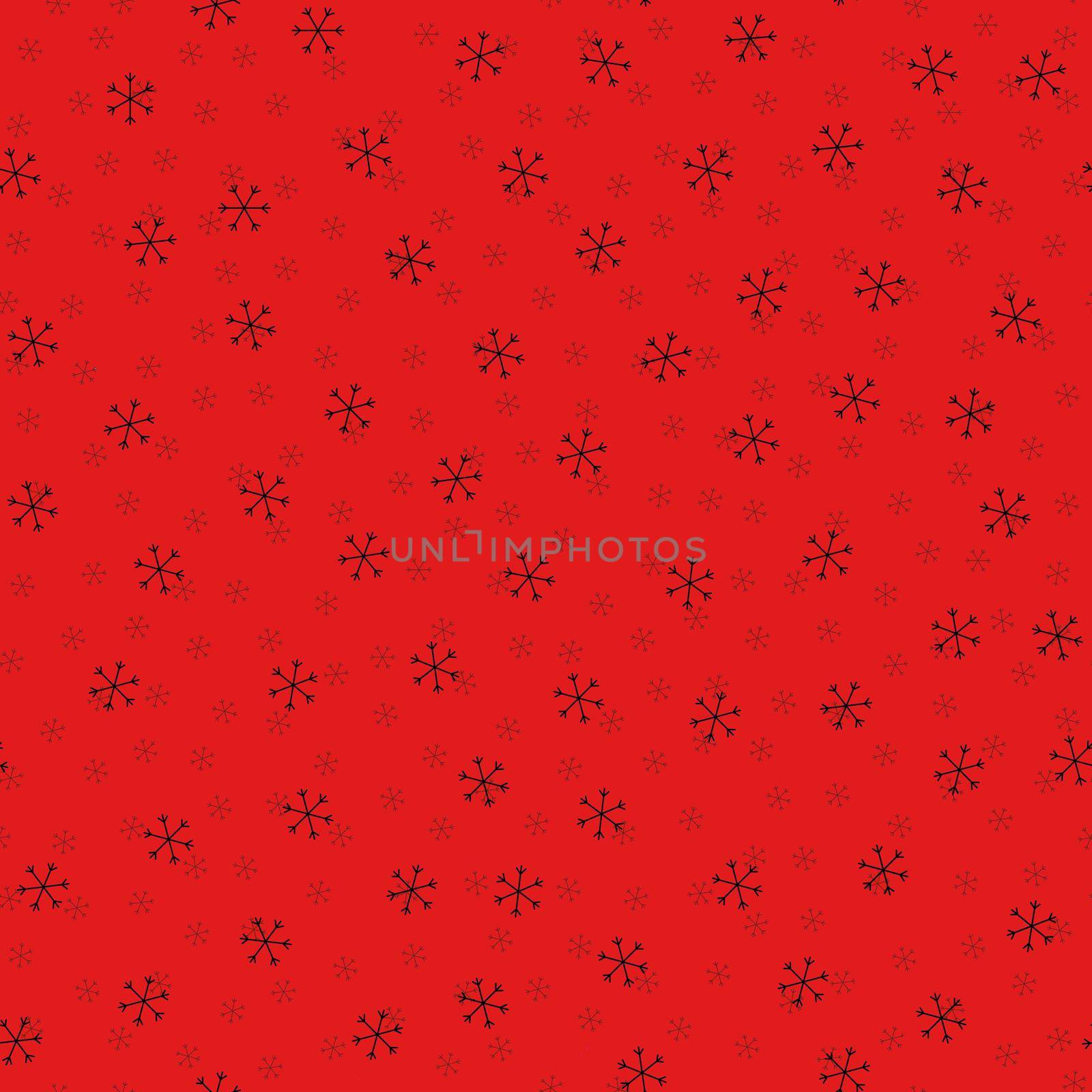 Seamless Christmas pattern doodle with hand random drawn snowflakes.Wrapping paper for presents, funny textile fabric print, design, decor, food wrap, backgrounds. new year.Raster copy.Red black