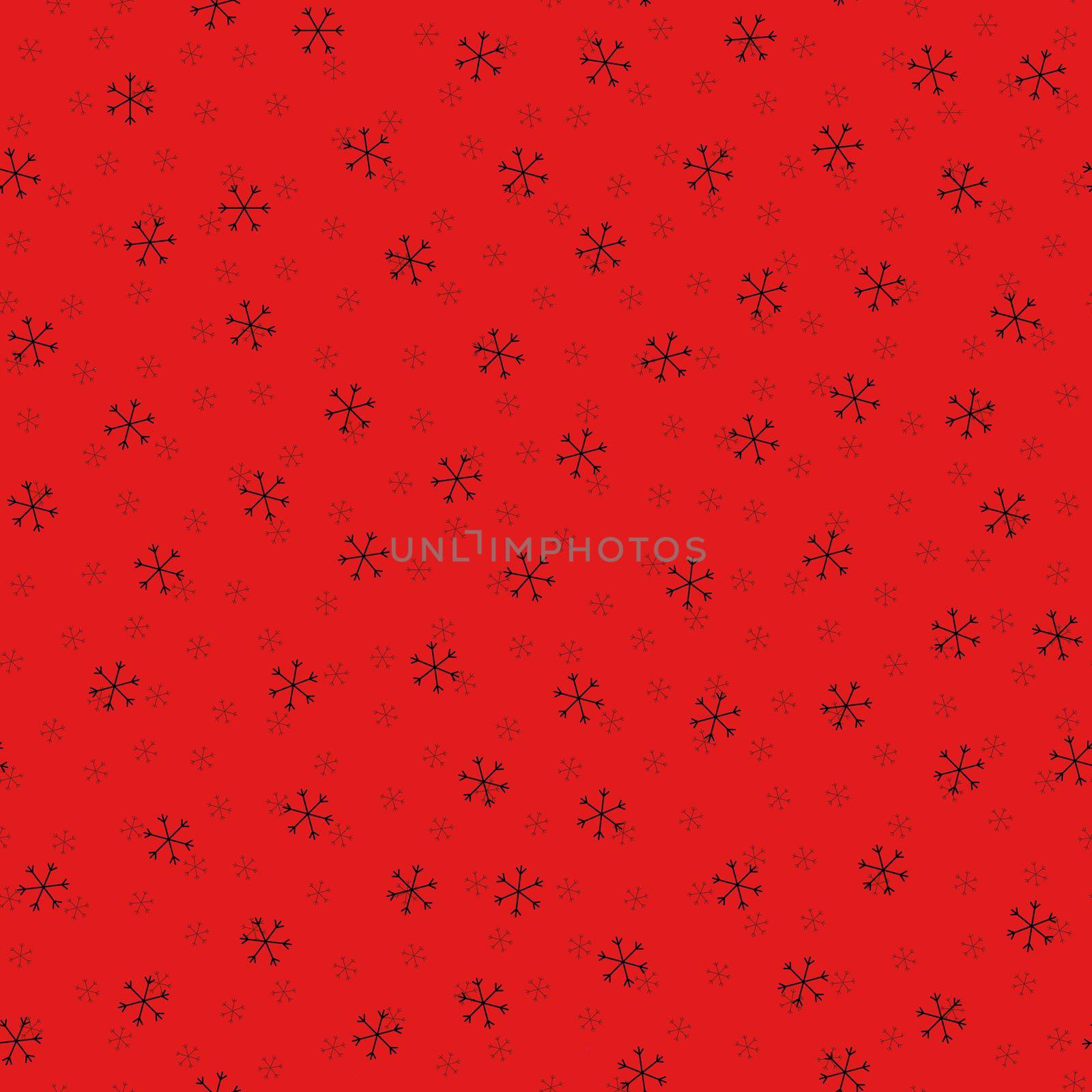 Seamless Christmas pattern doodle with hand random drawn snowflakes.Wrapping paper for presents, funny textile fabric print, design, decor, food wrap, backgrounds. new year.Raster copy.Red black