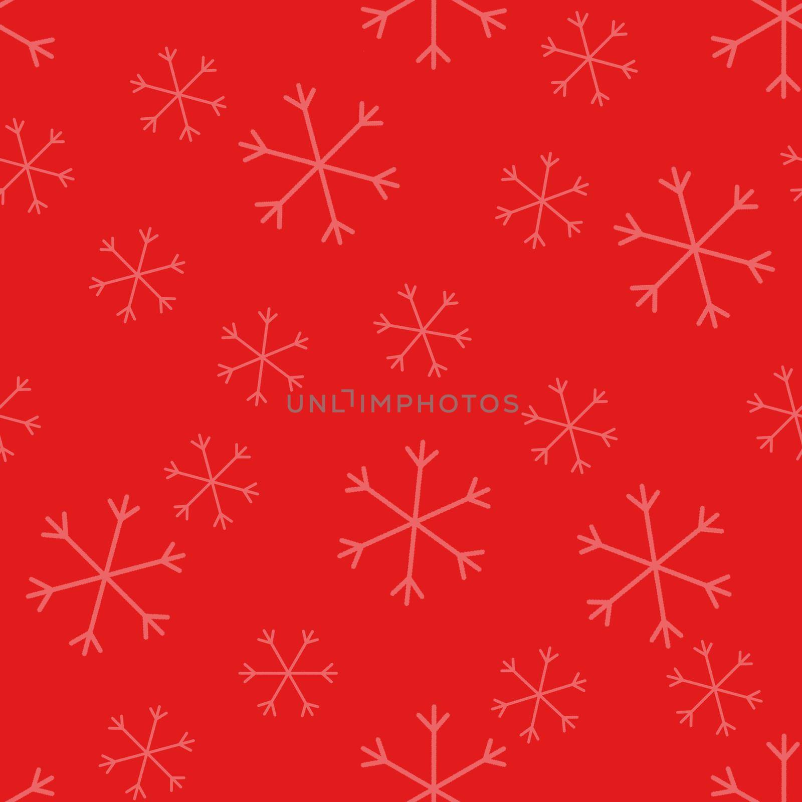 Seamless Christmas pattern doodle with hand random drawn snowflakes.Wrapping paper for presents, funny textile fabric print, design, decor, food wrap, backgrounds. new year.Raster copy.Red lilac