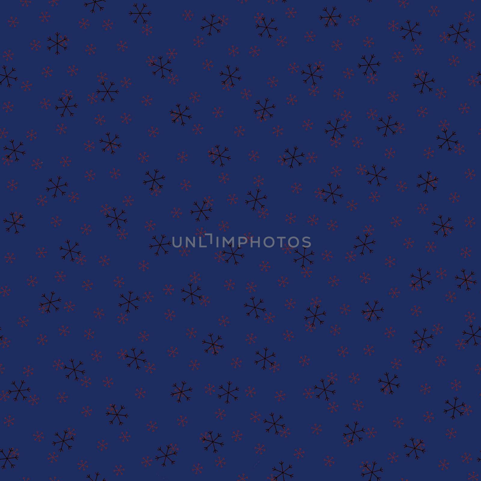 Seamless Christmas pattern doodle with hand random drawn snowflakes.Wrapping paper for presents, funny textile fabric print, design, decor, food wrap, backgrounds. new year.Raster copy.Blue black