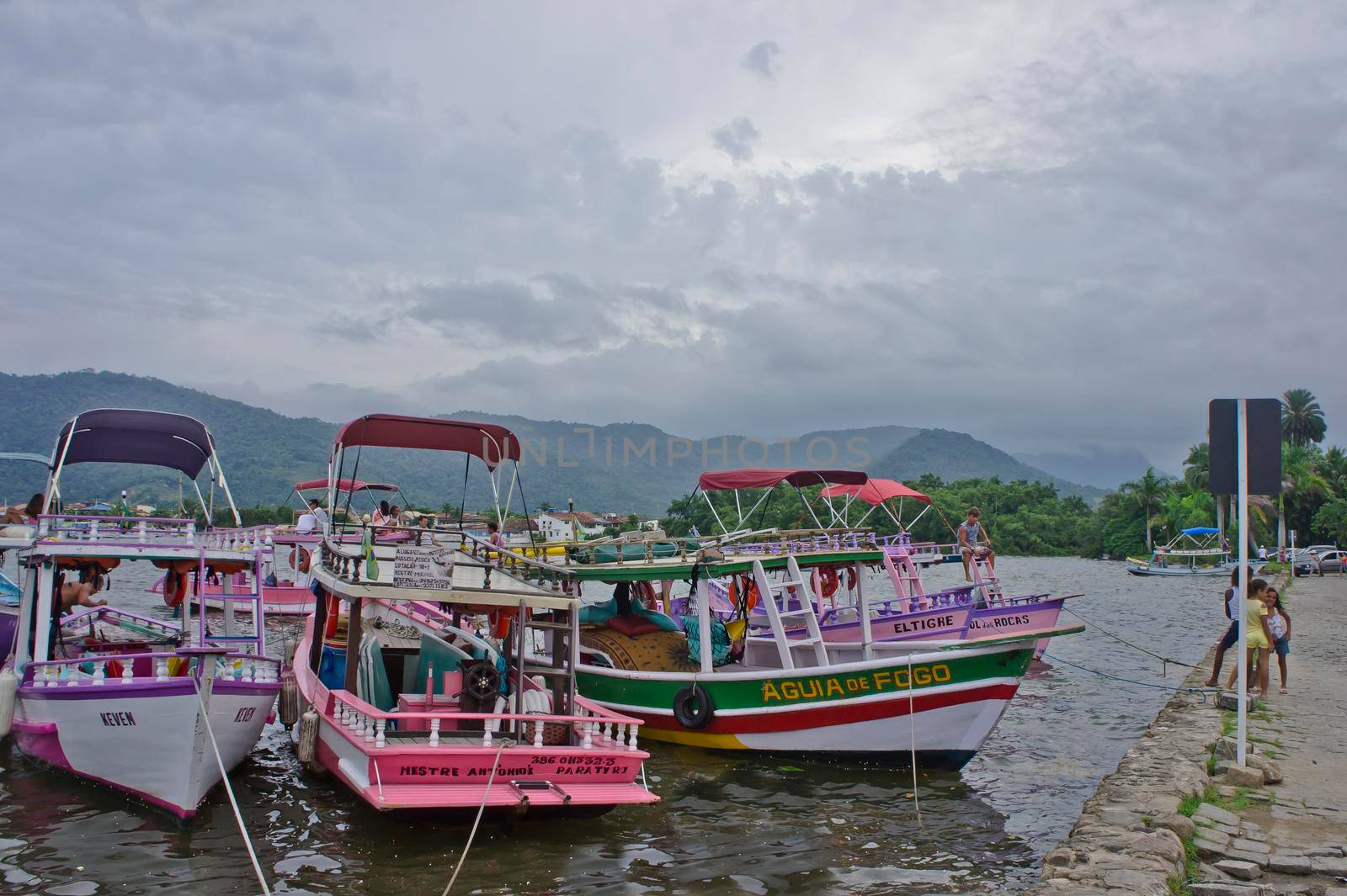 Paraty, Old city view with colorful boats, Brazil, South America