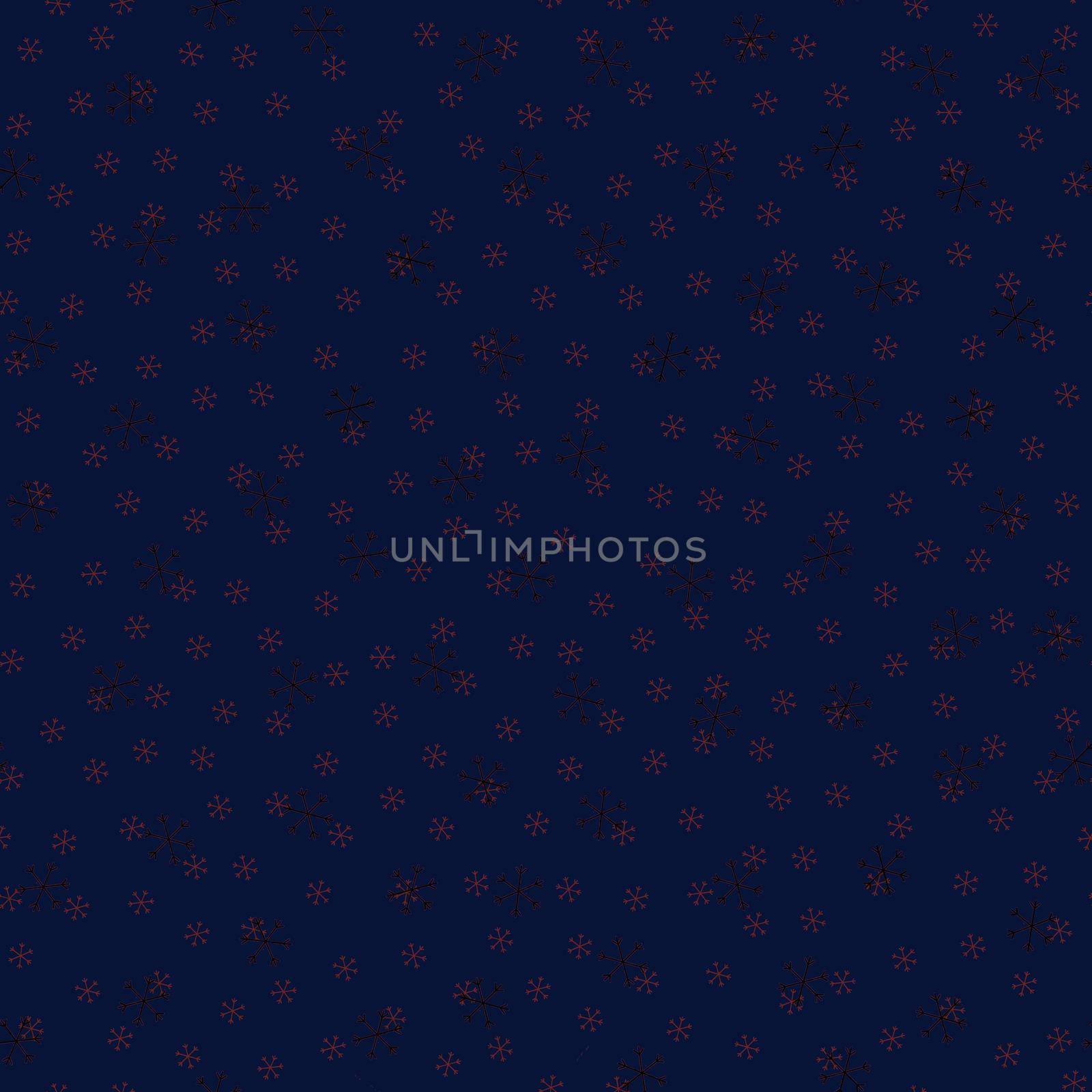 Seamless Christmas pattern doodle with hand random drawn snowflakes.Wrapping paper for presents, funny textile fabric print, design, decor, food wrap, backgrounds. new year.Raster copy.Blue black