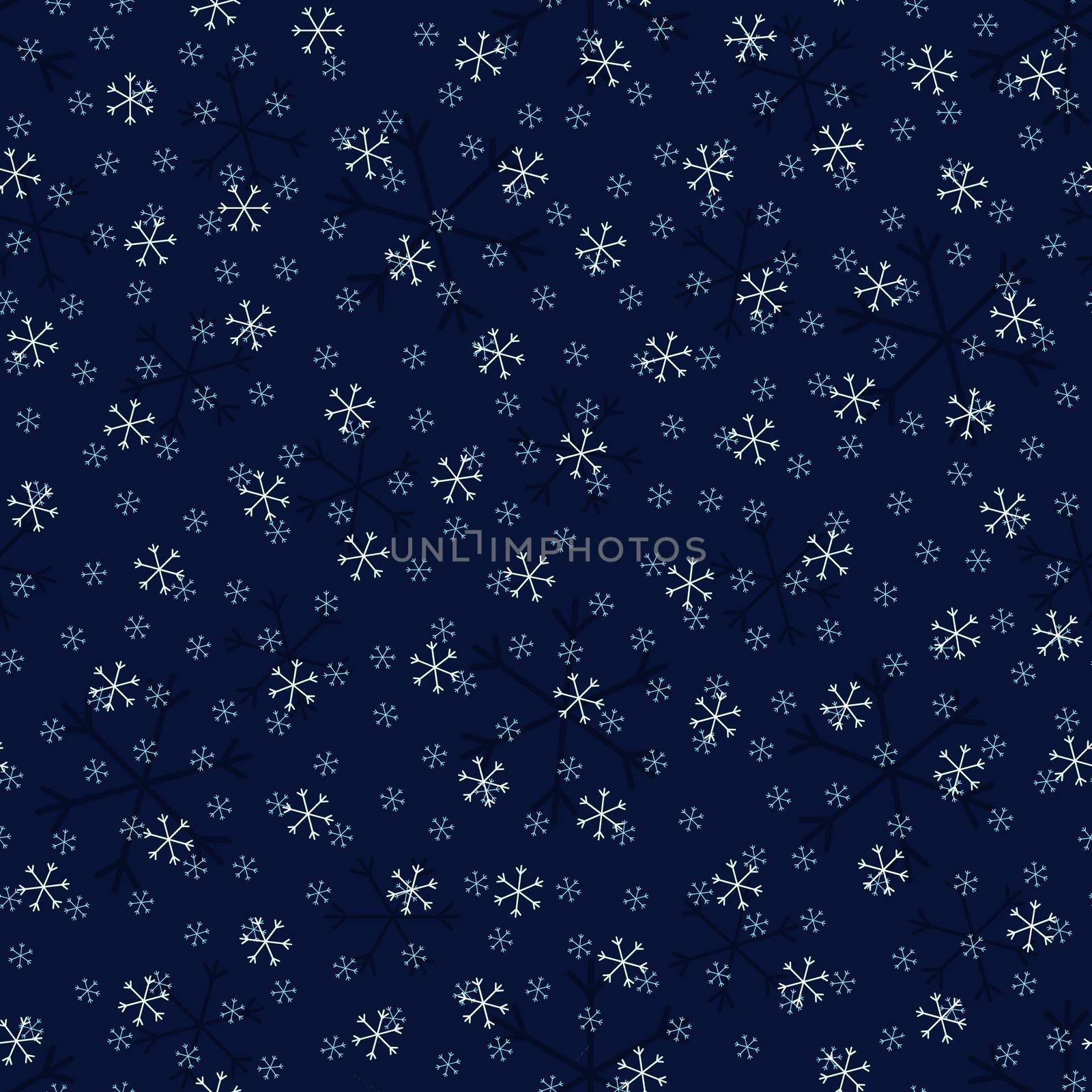 Seamless Christmas pattern doodle with hand random drawn snowflakes.Wrapping paper for presents, funny textile fabric print, design, decor, food wrap, backgrounds. new year.Raster copy.Blue white