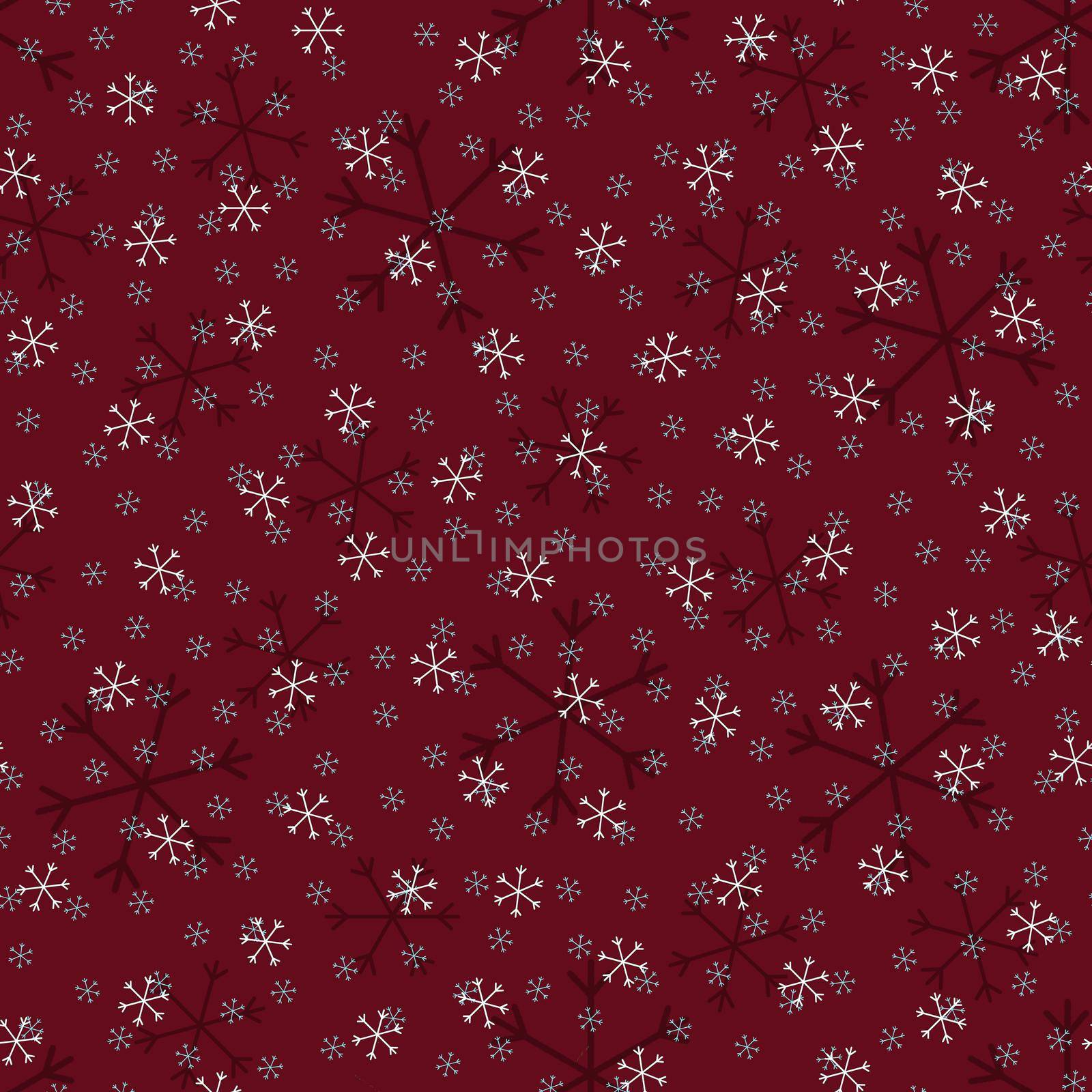 Seamless Christmas pattern doodle with hand random drawn snowflakes.Wrapping paper for presents, funny textile fabric print, design,decor, food wrap, backgrounds. new year.Raster copy.Burgundy white by Angelsmoon