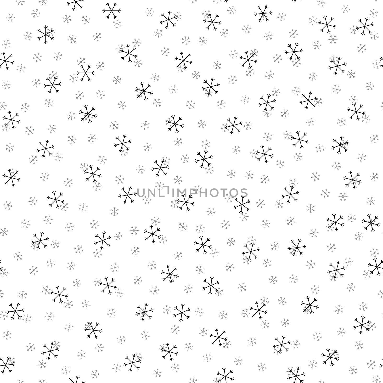 Seamless Christmas pattern doodle with hand random drawn snowflakes.Wrapping paper for presents, funny textile fabric print, design,decor, food wrap, backgrounds. new year.Raster copy.White black by Angelsmoon