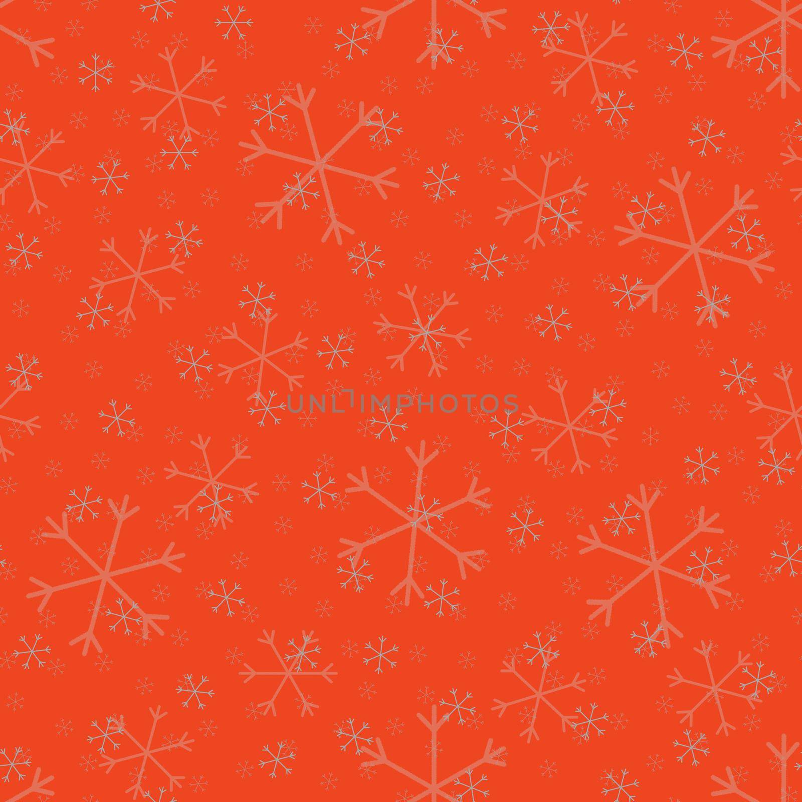 Seamless Christmas pattern doodle with hand random drawn snowflakes.Wrapping paper for presents, funny textile fabric print, design, decor, food wrap, backgrounds. new year.Raster copy.Coral, pink