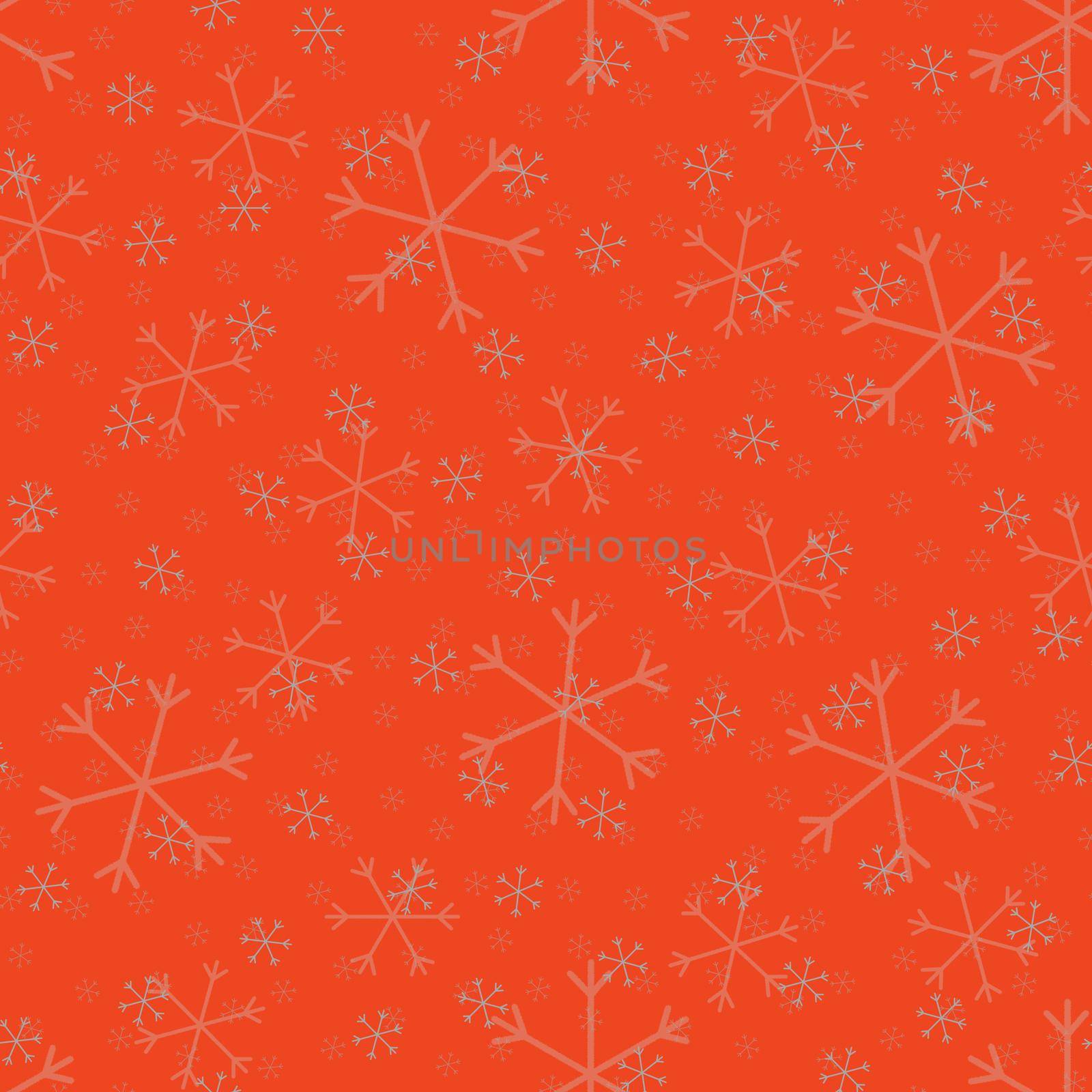 Seamless Christmas pattern doodle with hand random drawn snowflakes.Wrapping paper for presents, funny textile fabric print, design, decor, food wrap, backgrounds. new year.Raster copy.Coral, pink