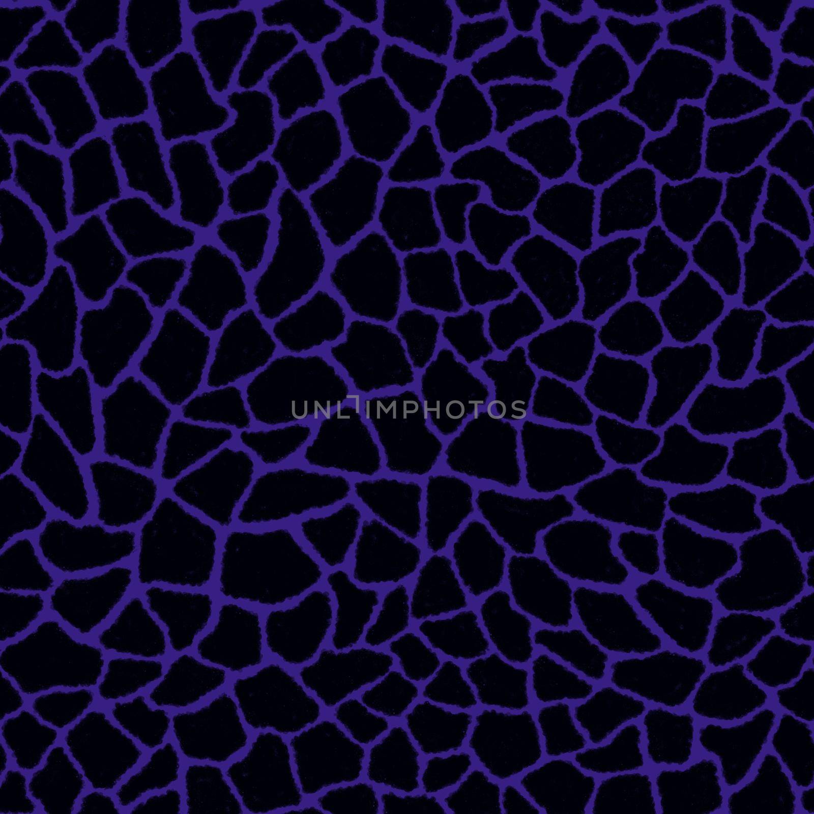 Giraffe skin color seamless pattern with fashion animal print for continuous replicate. Chaotic mosaic black pieces on blue background. Wrapping paper, funny textile fabric print,design,decor.
