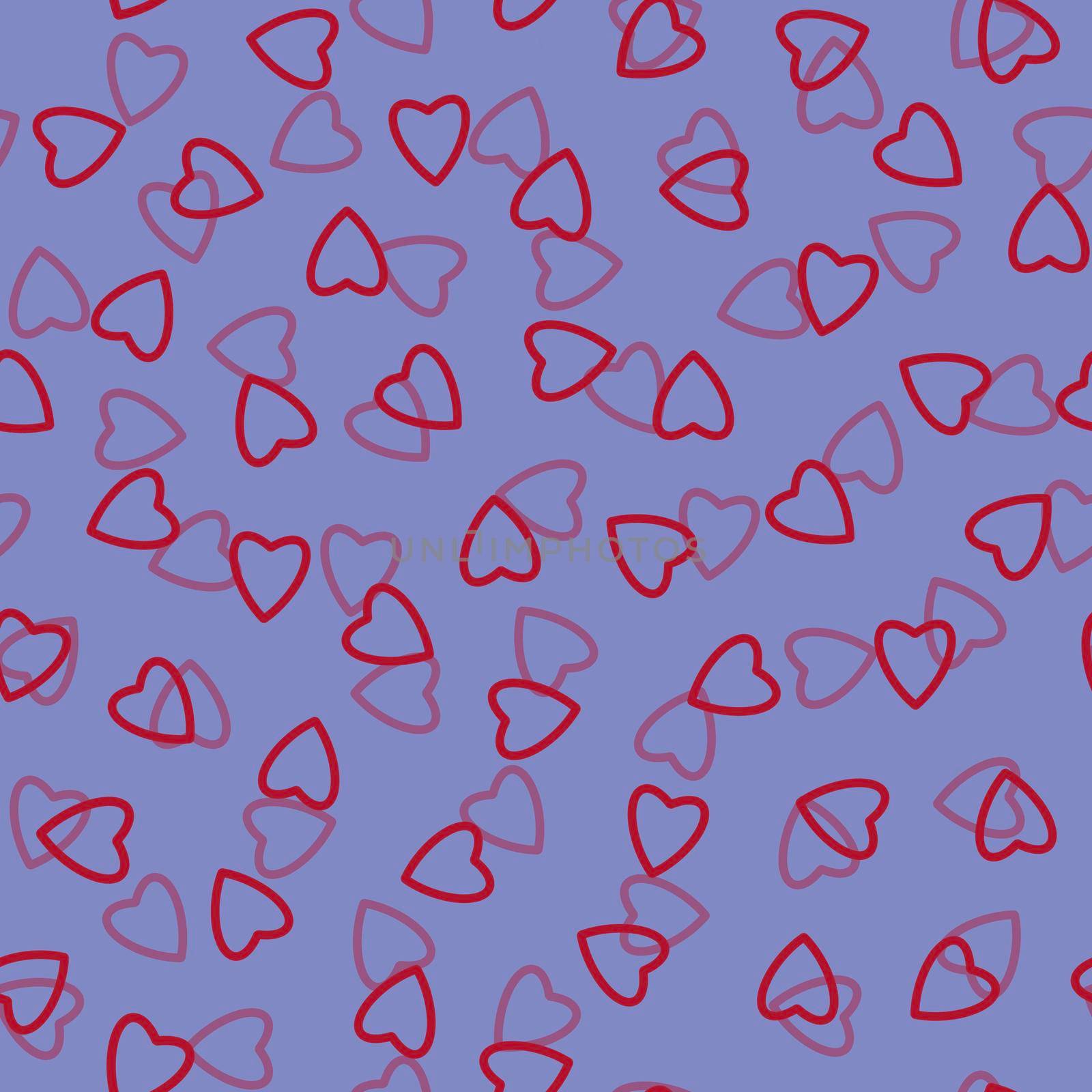 Simple hearts seamless pattern,endless chaotic texture made of tiny heart silhouettes.Valentines,mothers day background.Great for Easter,wedding,scrapbook,gift wrapping paper,textiles.Red on lilac by Angelsmoon