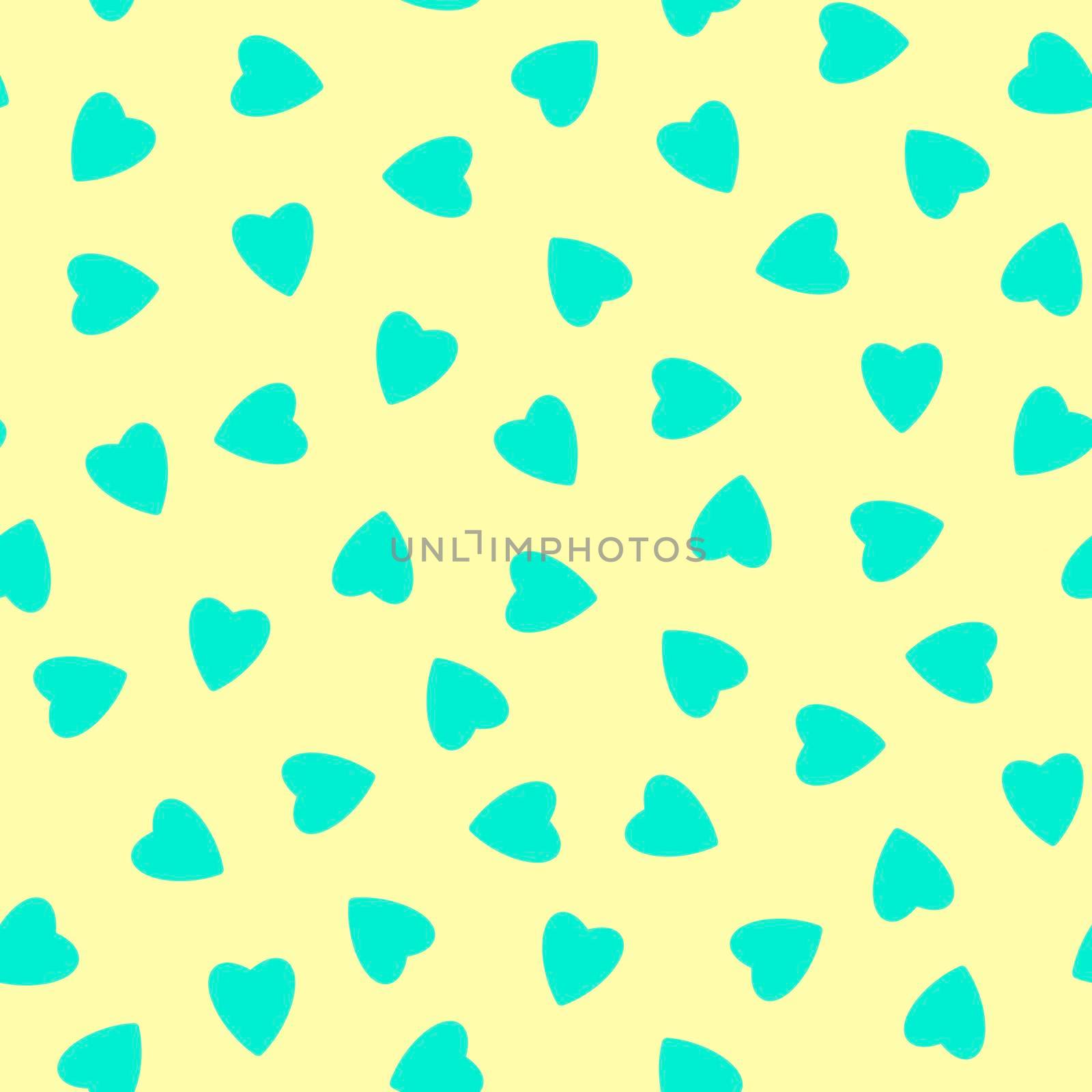 Simple hearts seamless pattern,endless chaotic texture made of tiny heart silhouettes.Valentines,mothers day background.Great for Easter,wedding,scrapbook,gift wrapping paper,textiles.Azure on Ivory by Angelsmoon