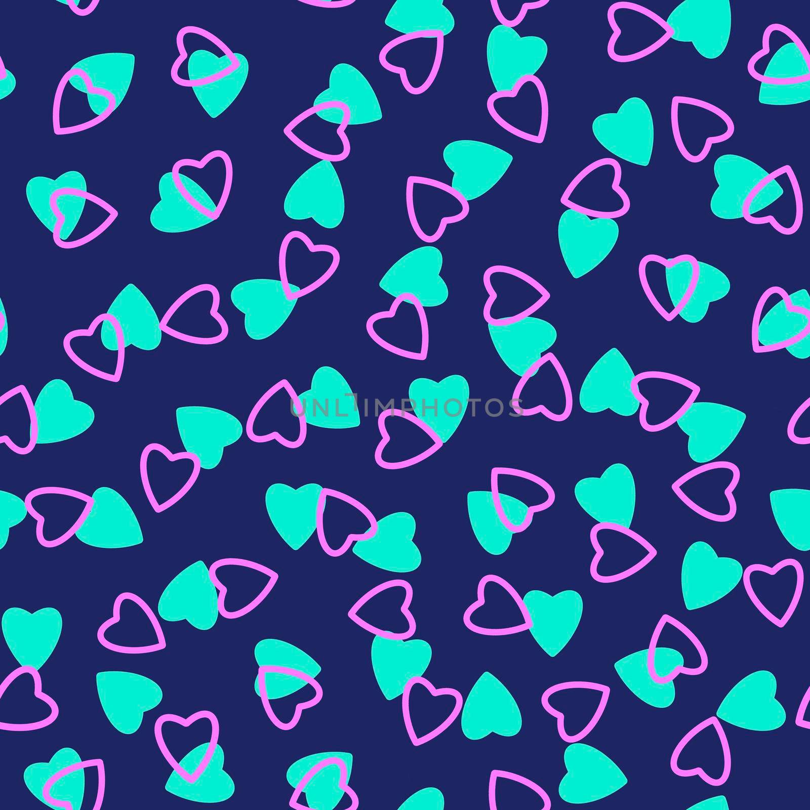 Simple hearts seamless pattern,endless chaotic texture made of tiny heart silhouettes.Valentines,mothers day background.Great for Easter,wedding,scrapbook,gift wrapping paper,textiles.Azure,lilac,blue by Angelsmoon