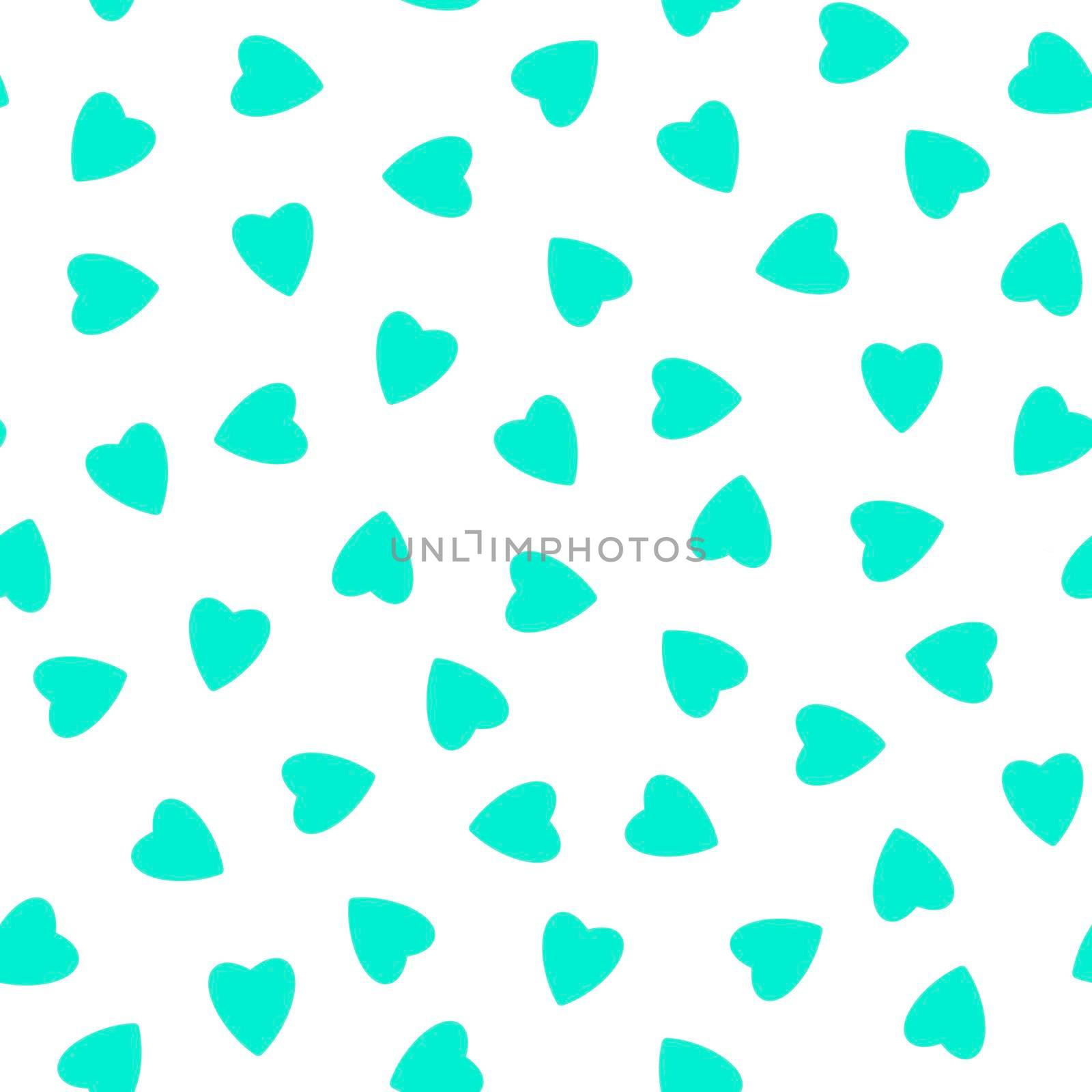 Simple hearts seamless pattern,endless chaotic texture made of tiny heart silhouettes.Valentines,mothers day background.Great for Easter,wedding,scrapbook,gift wrapping paper,textiles.Azure on white.