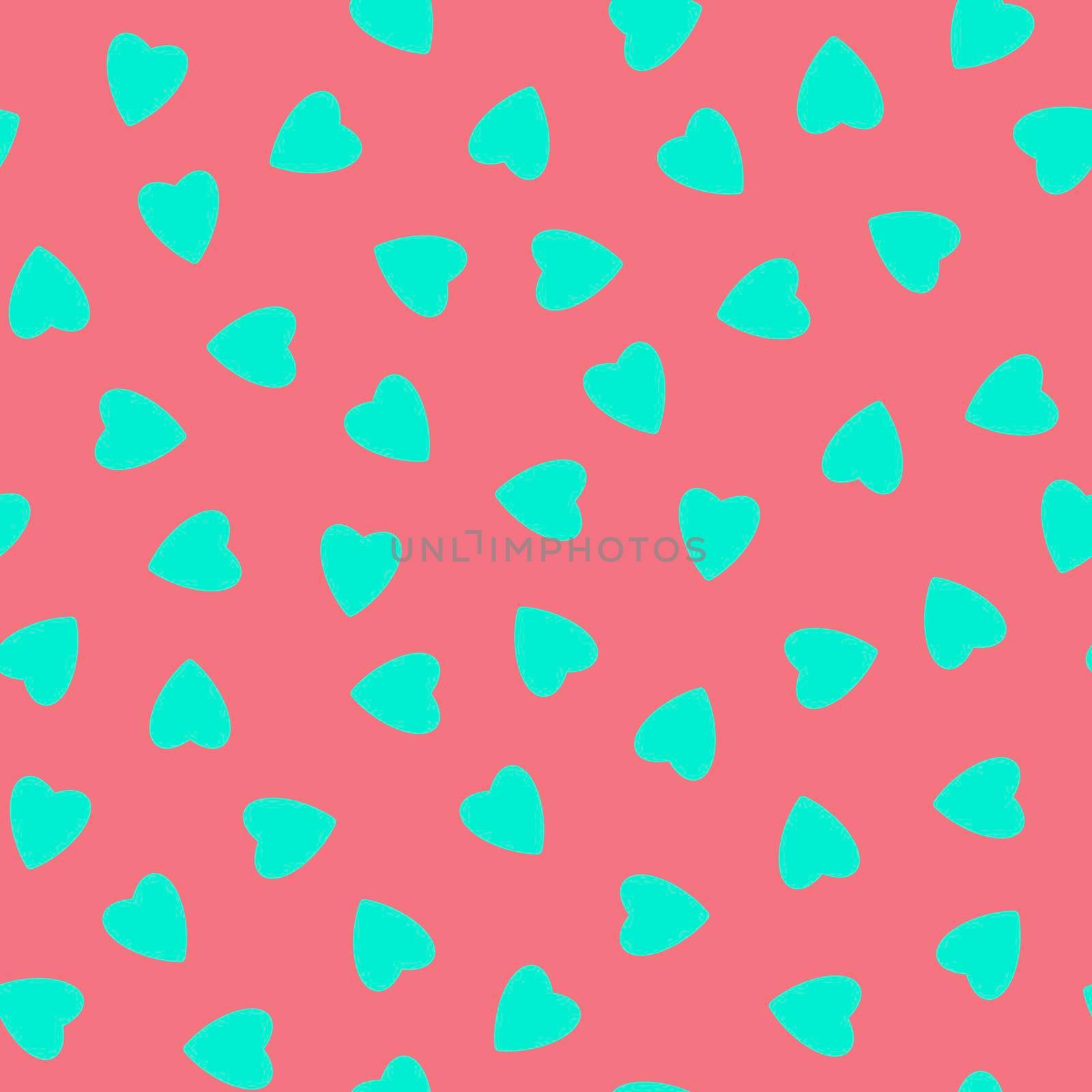 Simple hearts seamless pattern,endless chaotic texture made of tiny heart silhouettes.Valentines,mothers day background.Great for Easter,wedding,scrapbook,gift wrapping paper,textiles.Azure on pink by Angelsmoon