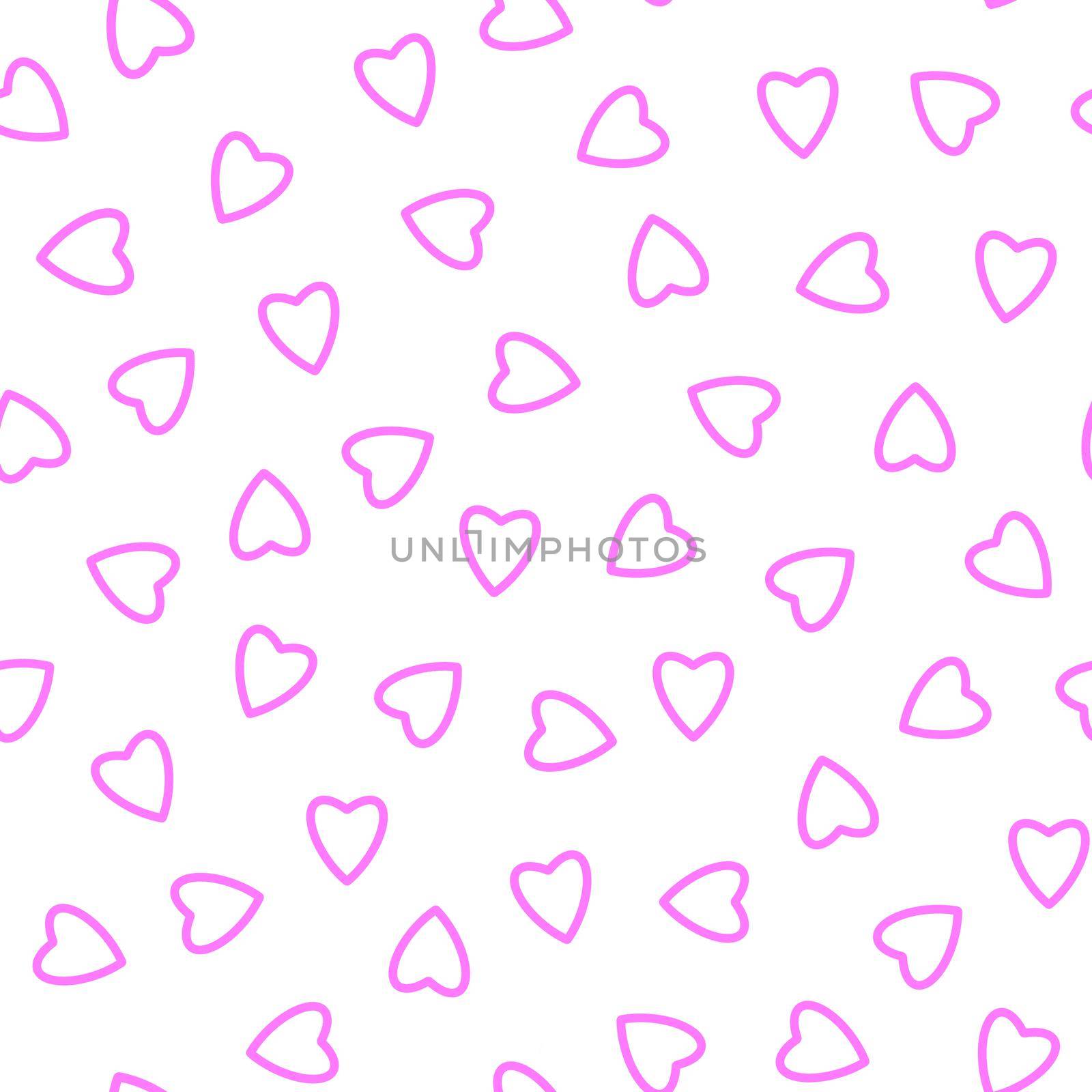 Simple hearts seamless pattern,endless chaotic texture made of tiny heart silhouettes.Valentines,mothers day background.Great for Easter,wedding,scrapbook,gift wrapping paper,textiles.Pink on white by Angelsmoon