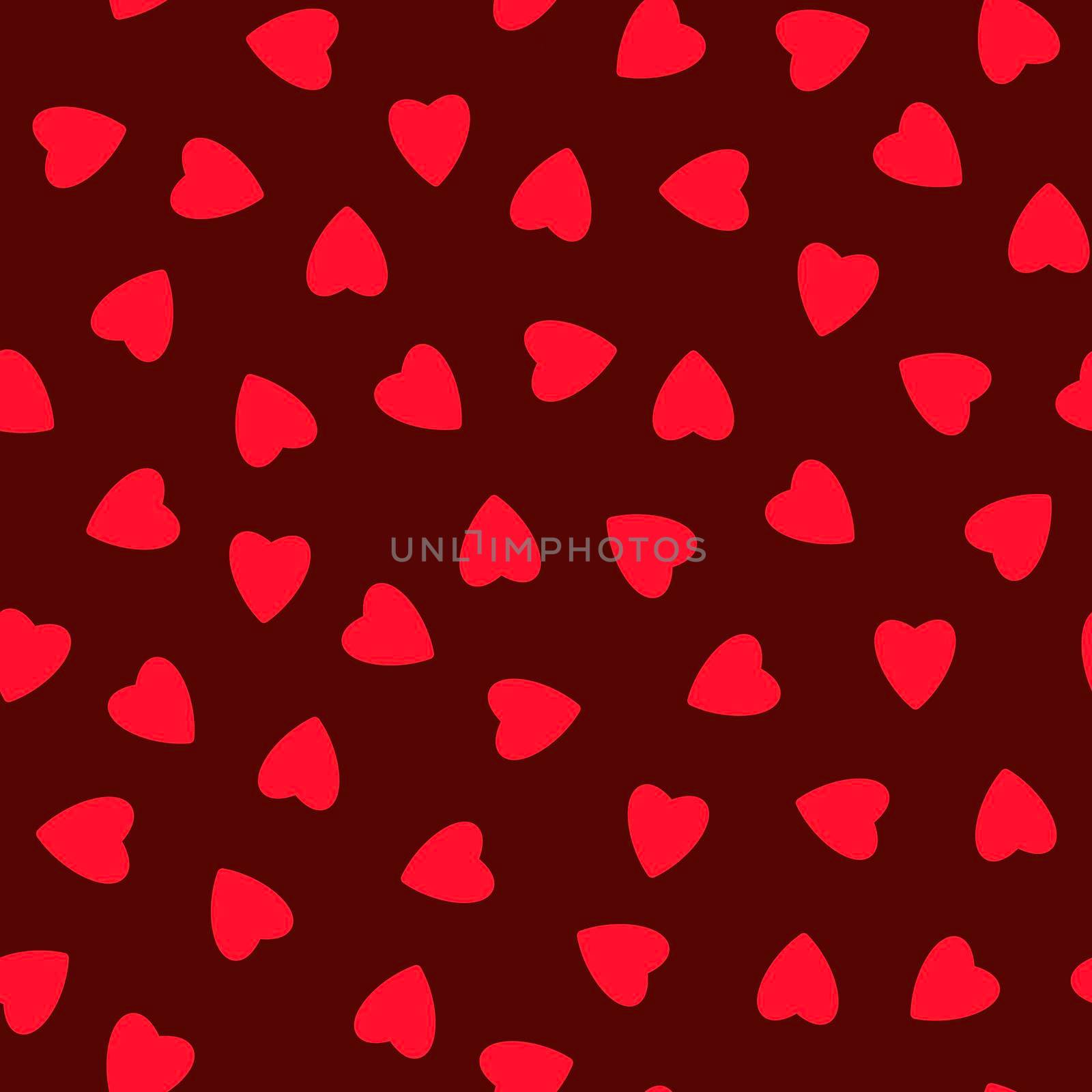 Simple hearts seamless pattern,endless chaotic texture made of tiny heart silhouettes.Valentines,mothers day background.Great for Easter,wedding,scrapbook,gift wrapping paper,textiles.Red on burgundy by Angelsmoon