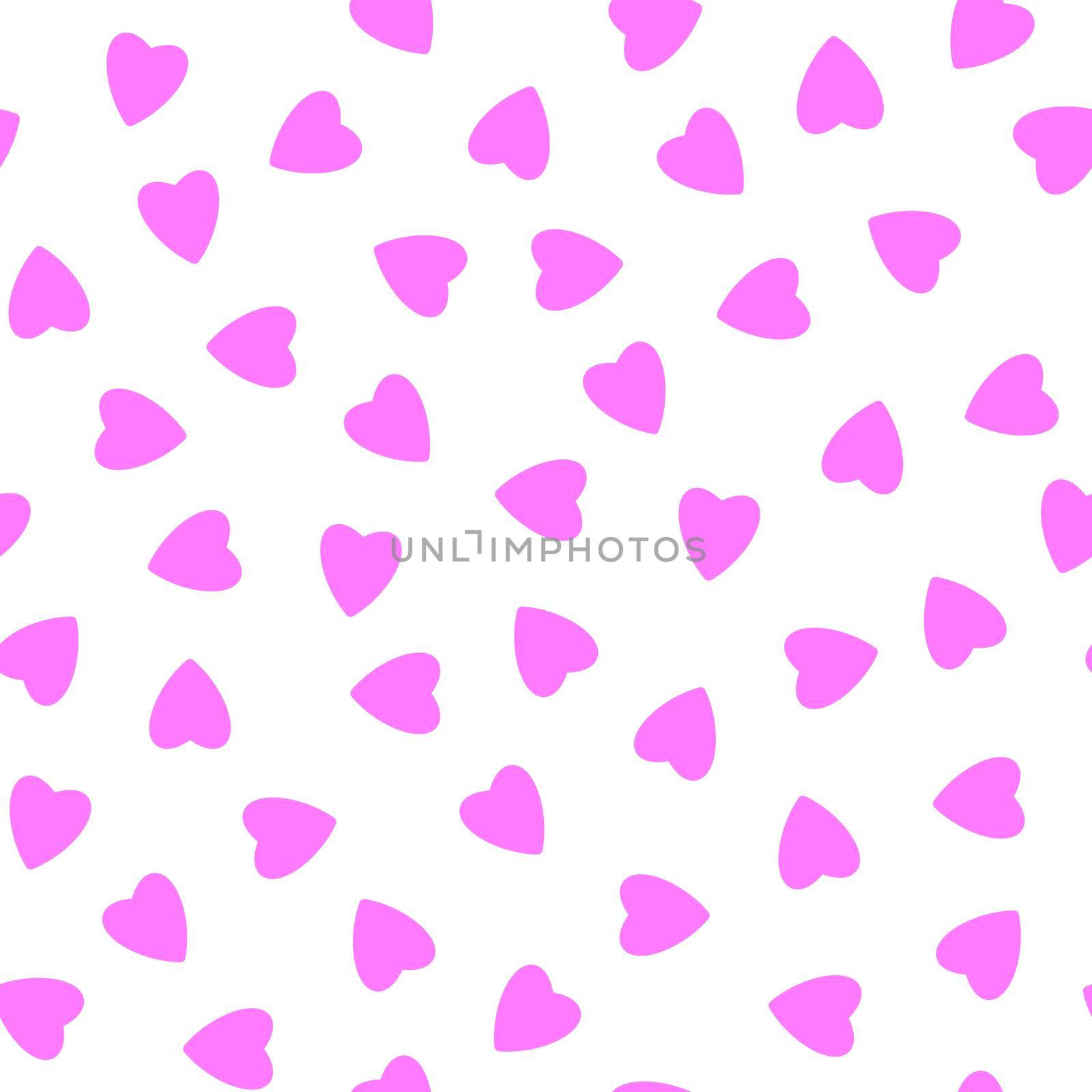 Simple hearts seamless pattern,endless chaotic texture made of tiny heart silhouettes.Valentines,mothers day background.Great for Easter,wedding,scrapbook,gift wrapping paper,textiles.Lilac on white.