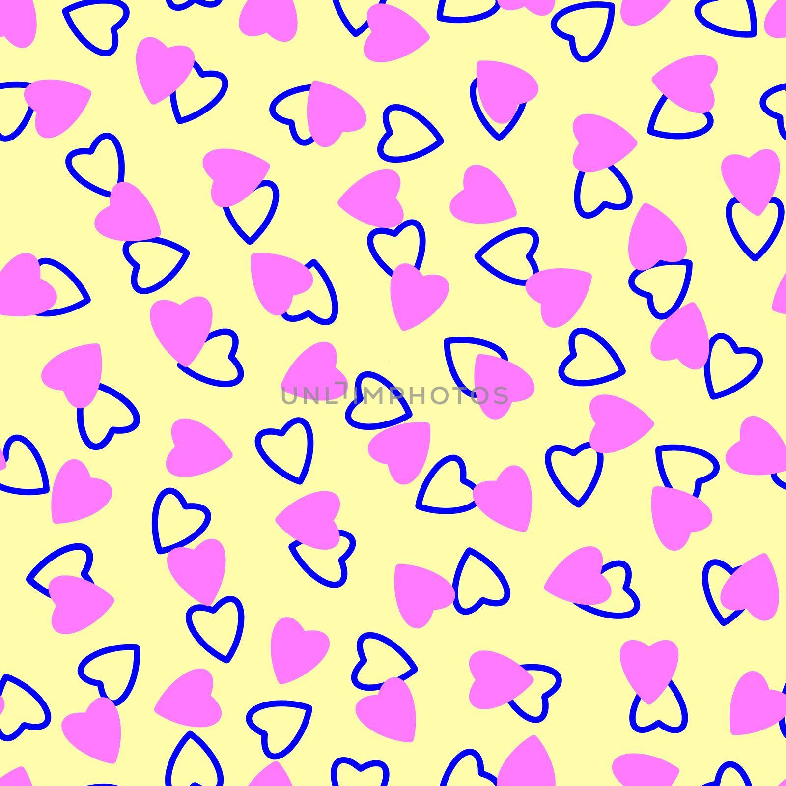 Simple hearts seamless pattern,endless chaotic texture made of tiny heart silhouettes.Valentines,mothers day background.Great for Easter,wedding,scrapbook,gift wrapping paper,textiles.Lilac,blue,ivory by Angelsmoon
