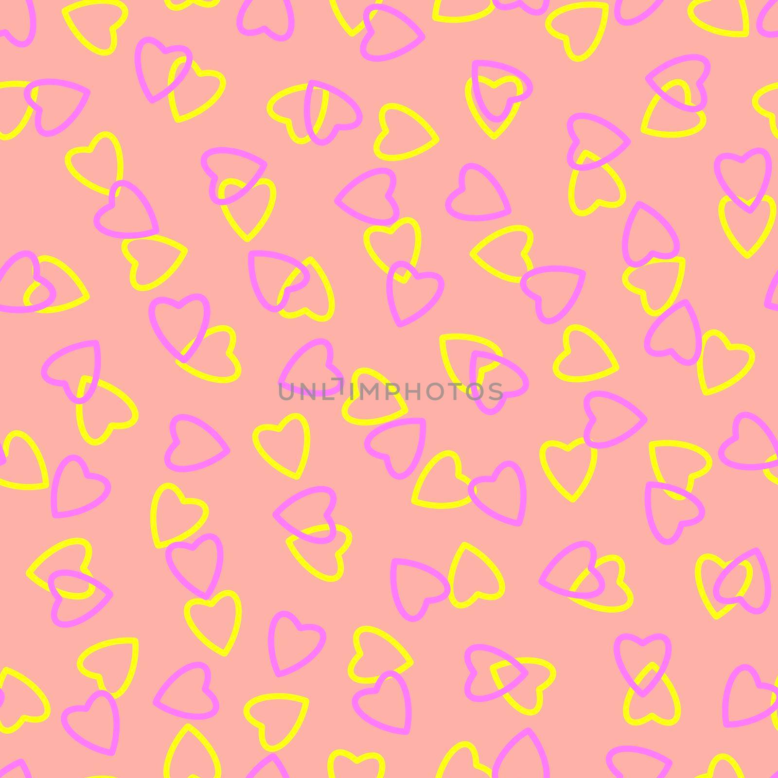 Simple hearts seamless pattern,endless chaotic texture made tiny heart silhouettes.Valentines,mothers day background.Great for Easter,wedding,scrapbook,gift wrapping paper,textiles.Lilac,yellow,peach.