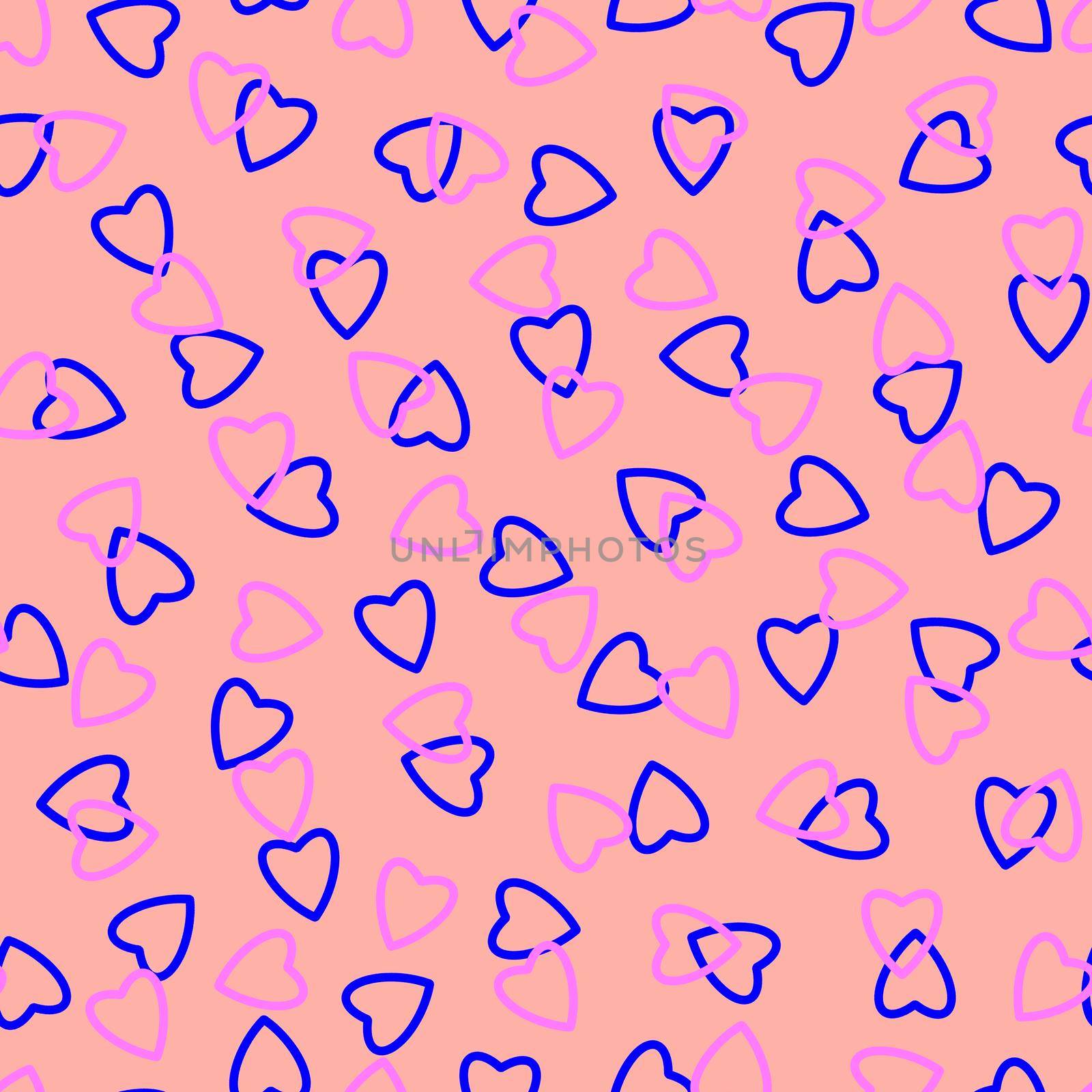 Simple hearts seamless pattern,endless chaotic texture made of tiny heart silhouettes.Valentines,mothers day background.Great for Easter,wedding,scrapbook,gift wrapping paper,textiles.Blue,lilac,peach by Angelsmoon