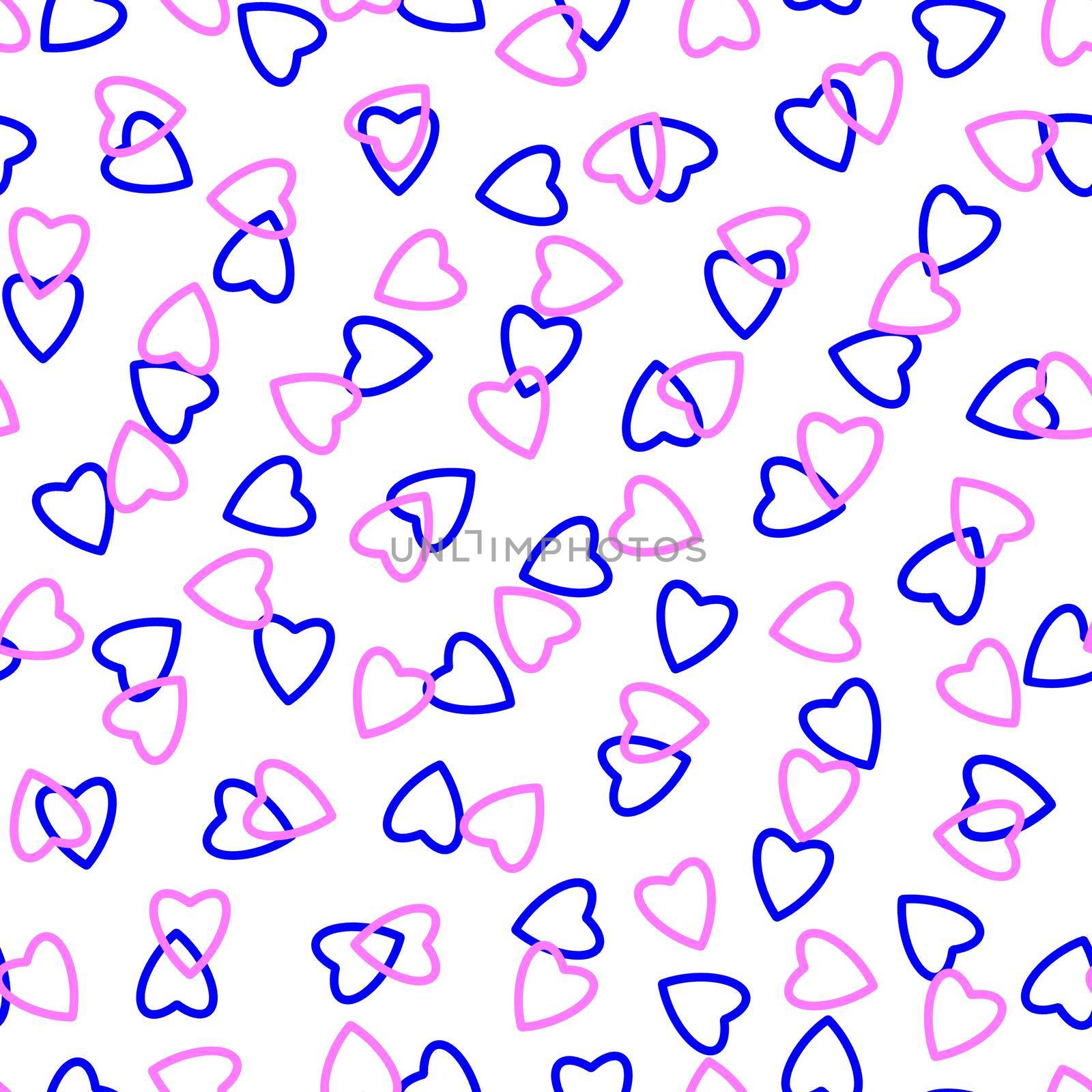 Simple hearts seamless pattern,endless chaotic texture made of tiny heart silhouettes.Valentines,mothers day background.Great for Easter,wedding,scrapbook,gift wrapping paper,textiles.Blue,lilac,white by Angelsmoon