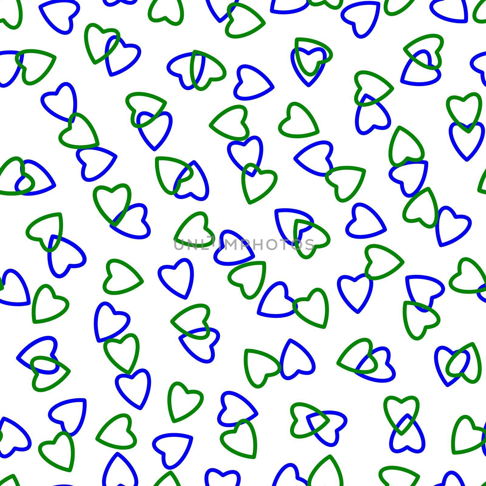 Simple hearts seamless pattern,endless chaotic texture made of tiny heart silhouettes.Valentines,mothers day background.Blue,green,white.Great for Easter,wedding,scrapbook,gift wrapping paper,textiles