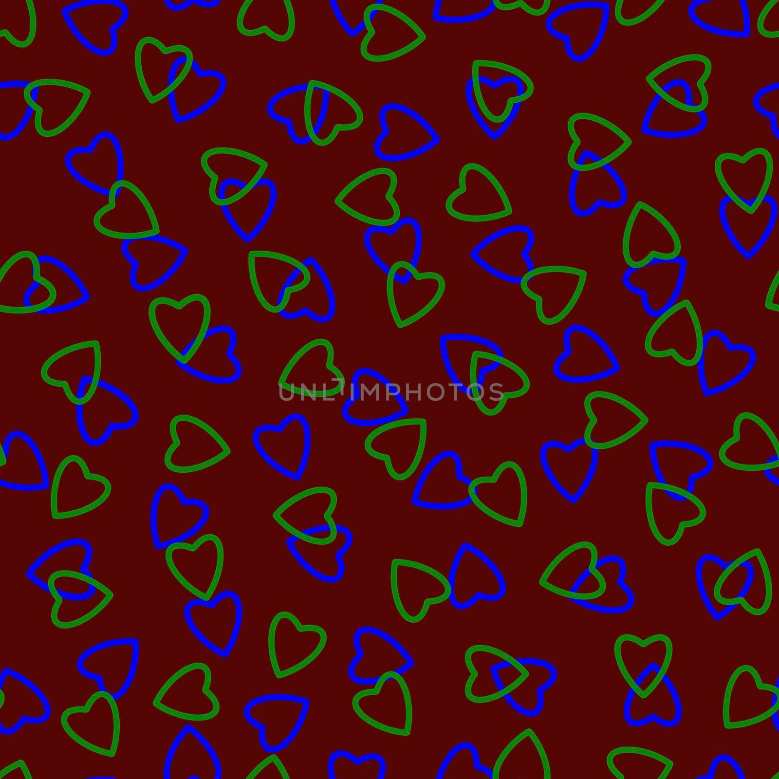 Simple hearts seamless pattern,endless chaotic texture made tiny heart silhouettes.Valentines,mothers day background.Blue,green,burgundy.Great for Easter,wedding,scrapbook,gift wrapping paper,textiles