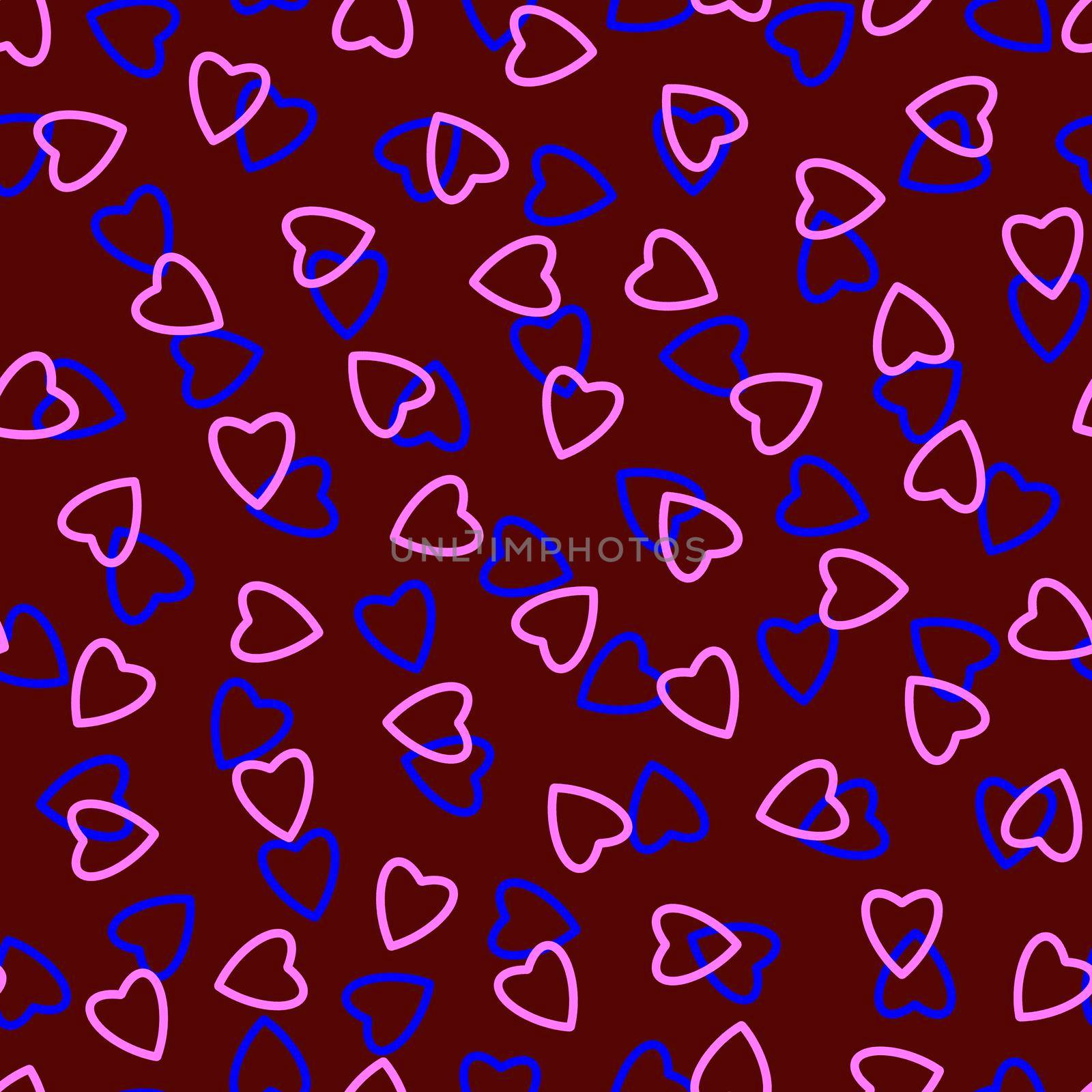 Simple hearts seamless pattern,endless chaotic texture made tiny heart silhouettes.Valentines,mothers day background.Great for Easter,wedding,scrapbook,gift wrapping paper,textiles.Blue,pink,burguny.