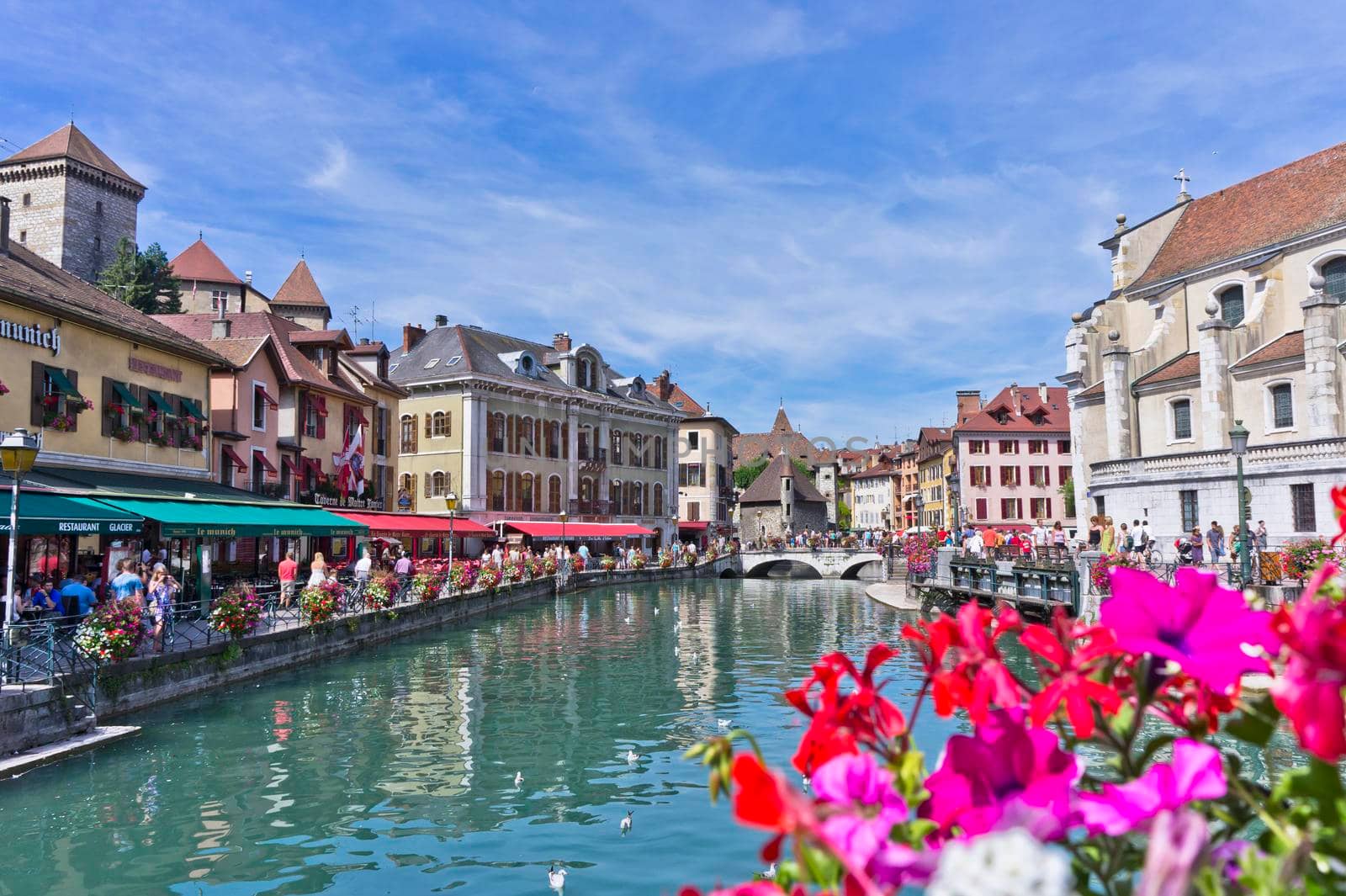 Annecy in Alps, Old city canal view, France by giannakisphoto