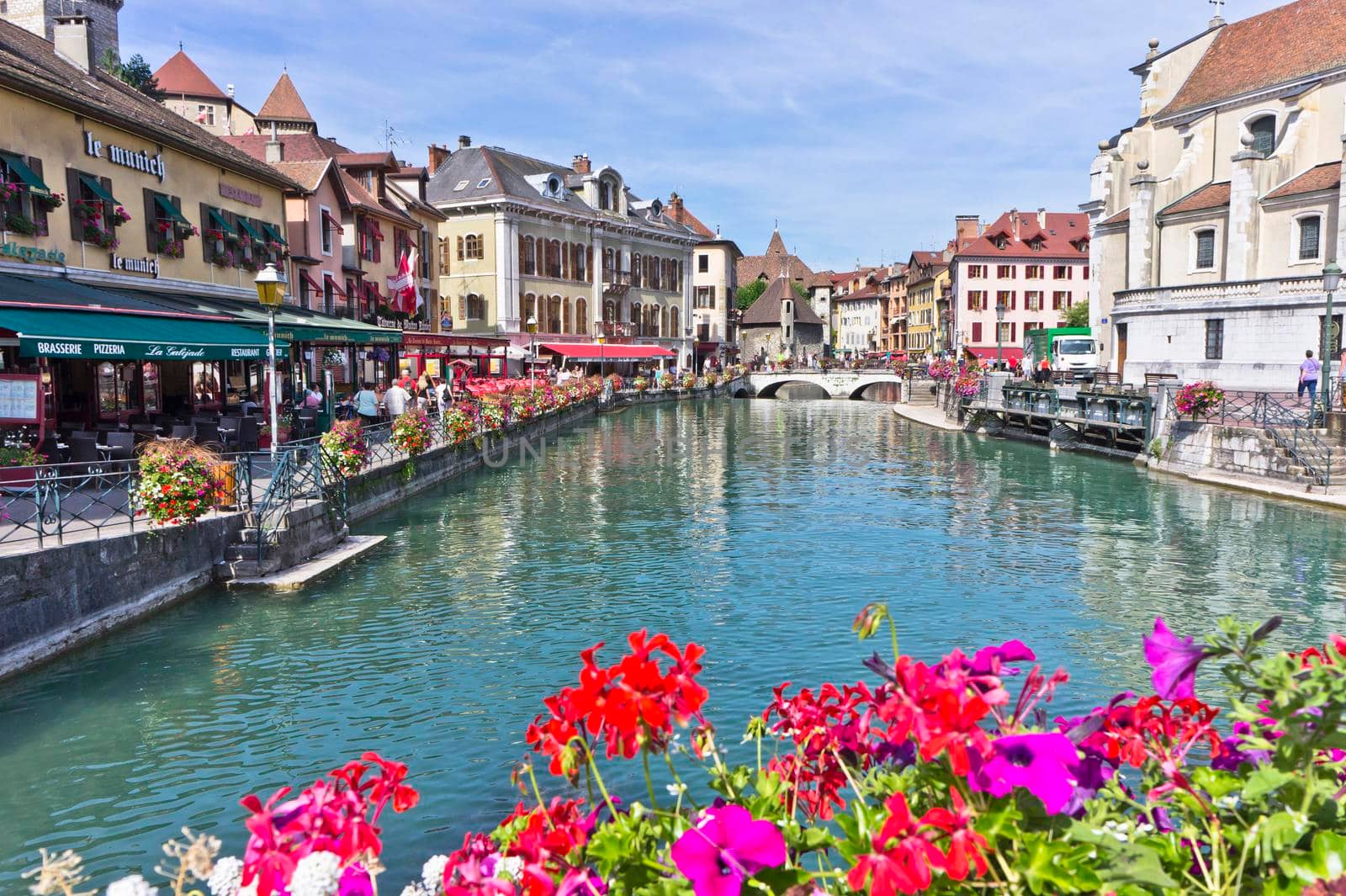 Annecy in Alps, Old city canal view, France by giannakisphoto